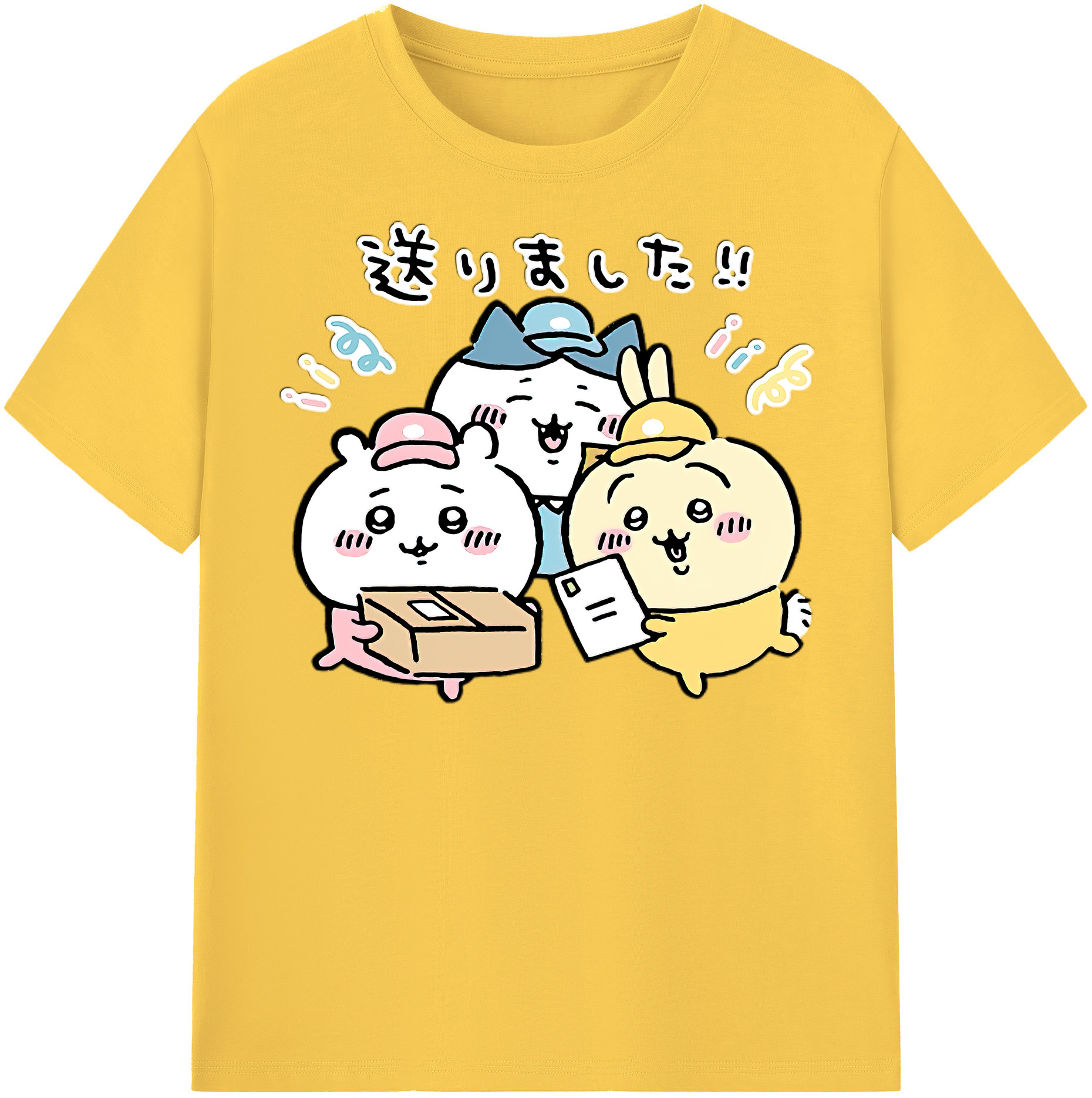 （画像用） ちいかわ ハチワレ Chii-kawa hachiware 綿100％半袖Tシャツ（フロントプリント）