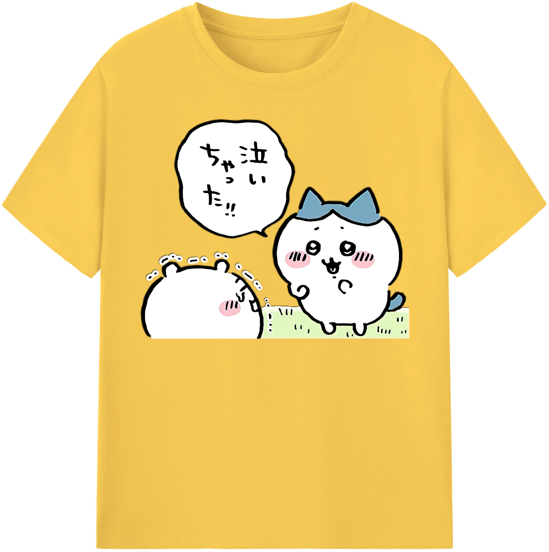 （画像用） ちいかわ ハチワレ Chii-kawa hachiware 綿100％半袖Tシャツ（フロントプリント）