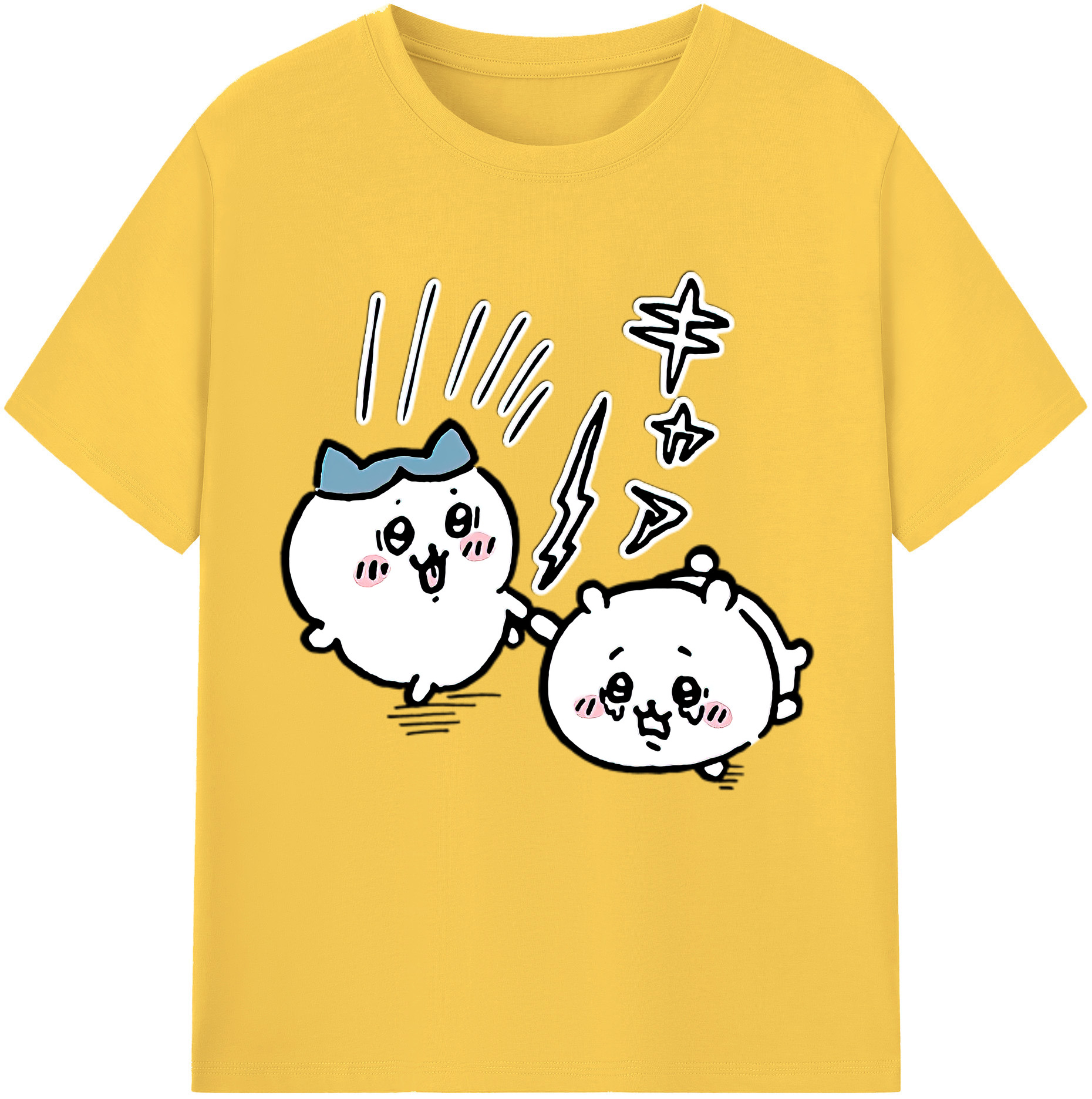 （画像用） ちいかわ ハチワレ Chii-kawa hachiware 綿100％半袖Tシャツ（フロントプリント）