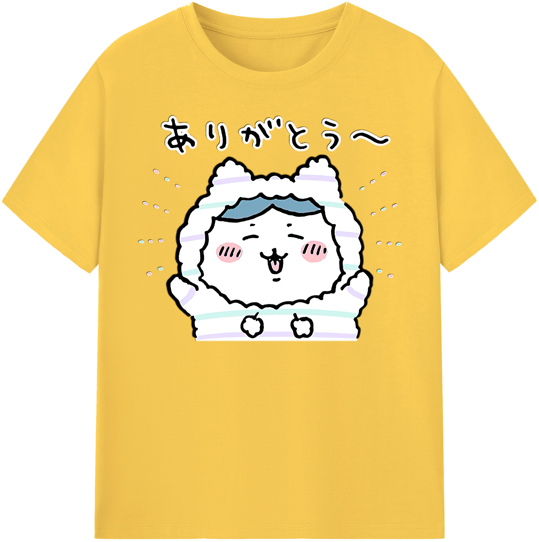 （画像用） ちいかわ ハチワレ Chii-kawa hachiware 綿100％半袖Tシャツ（フロントプリント）