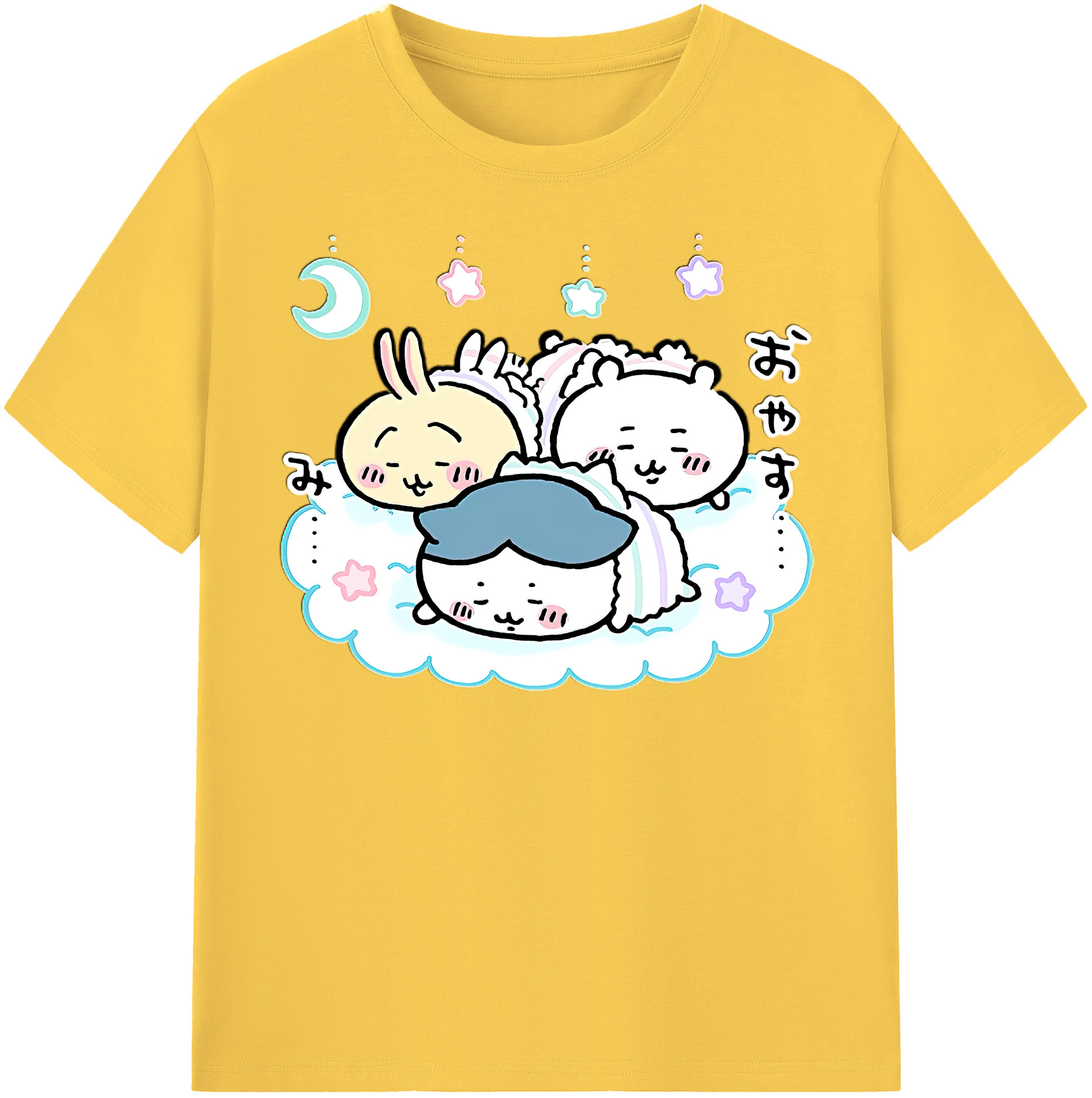 （画像用） ちいかわ ハチワレ Chii-kawa hachiware 綿100％半袖Tシャツ（フロントプリント）