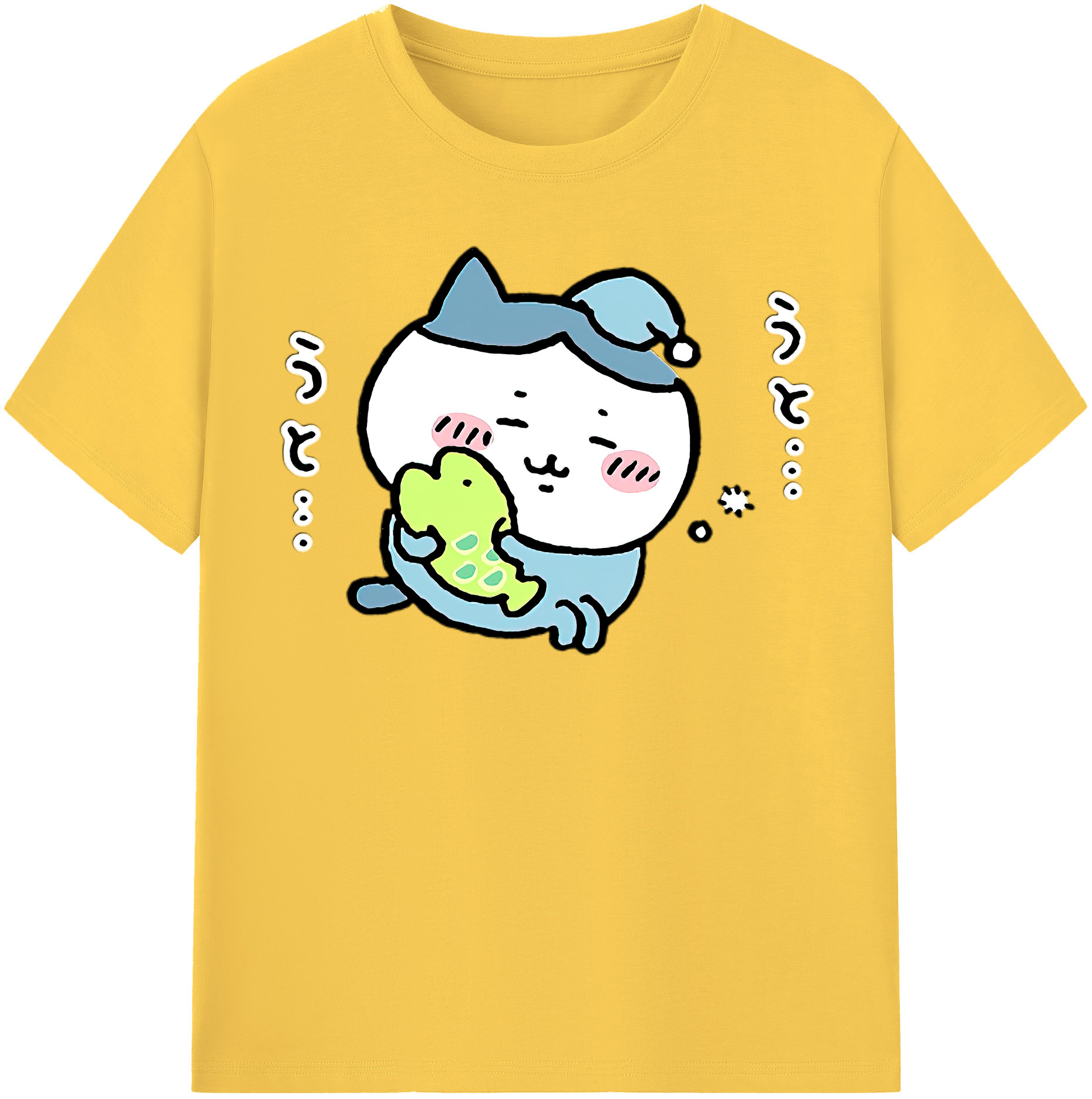 （画像用） ちいかわ ハチワレ Chii-kawa hachiware 綿100％半袖Tシャツ（フロントプリント）