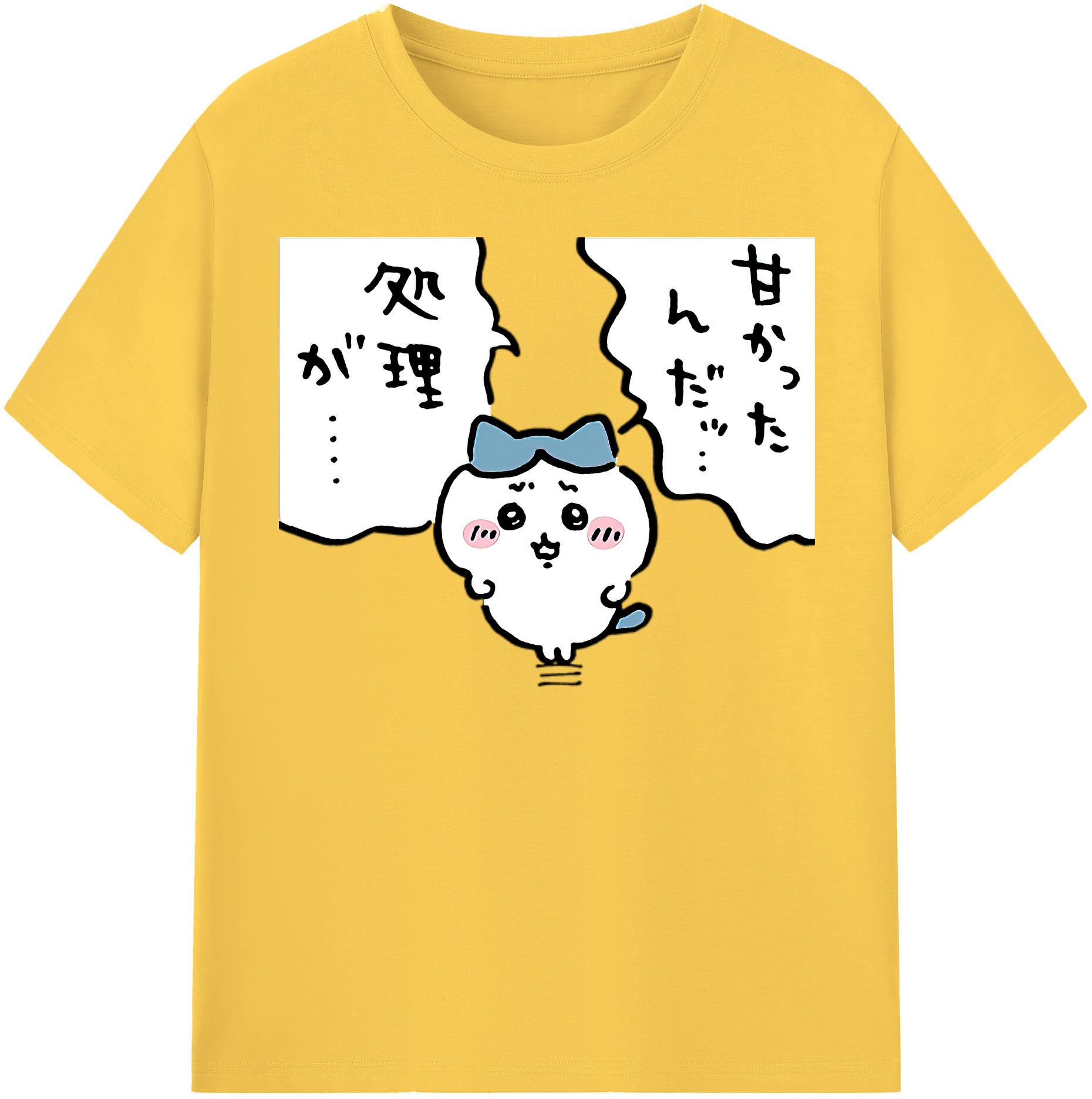 （画像用） ちいかわ ハチワレ Chii-kawa hachiware 綿100％半袖Tシャツ（フロントプリント）