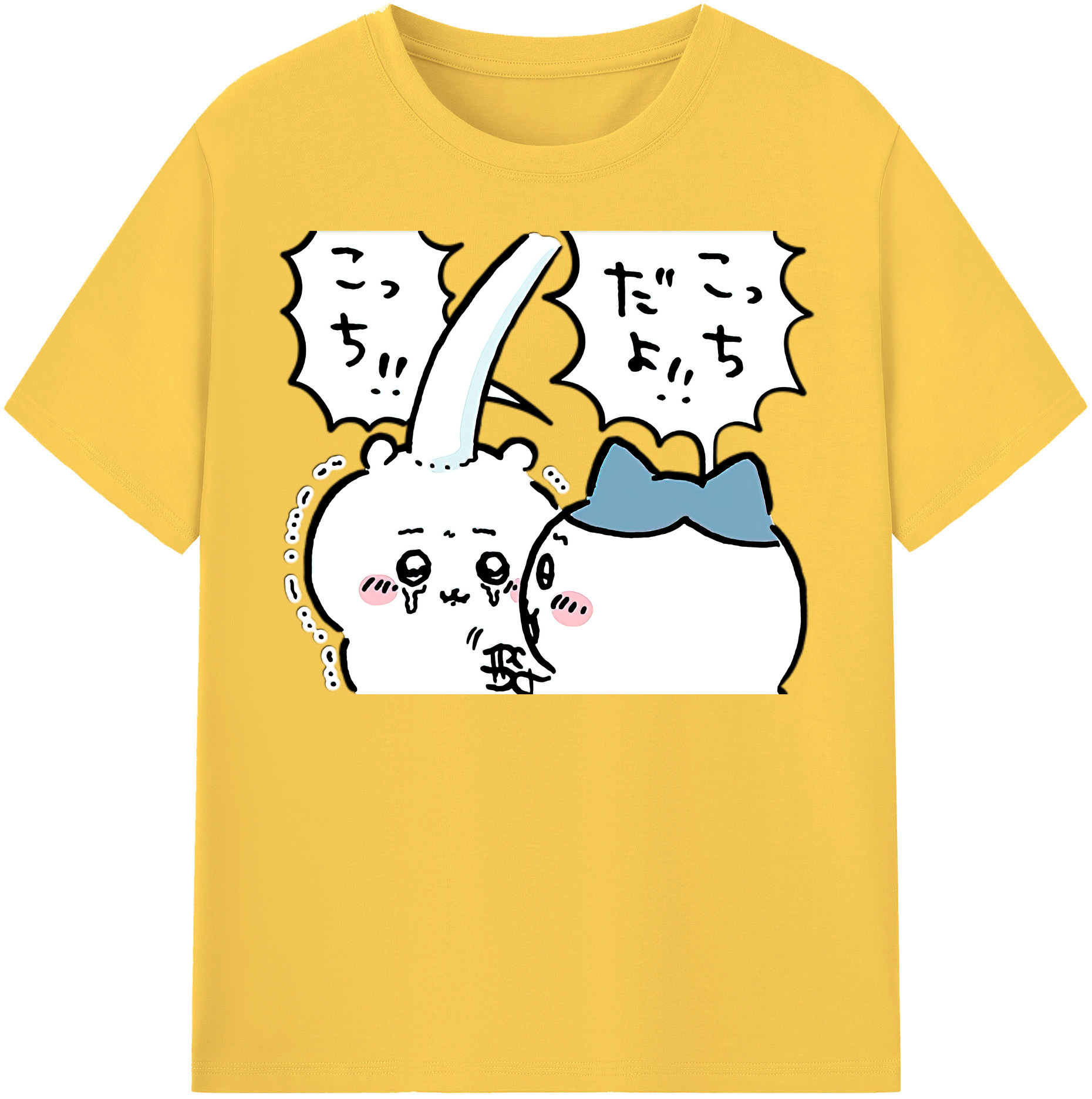 （画像用） ちいかわ ハチワレ Chii-kawa hachiware 綿100％半袖Tシャツ（フロントプリント）