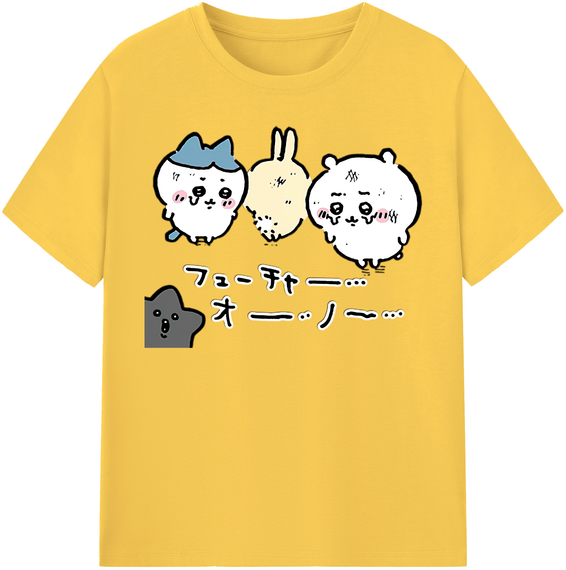 （画像用） ちいかわ ハチワレ Chii-kawa hachiware 綿100％半袖Tシャツ（フロントプリント）