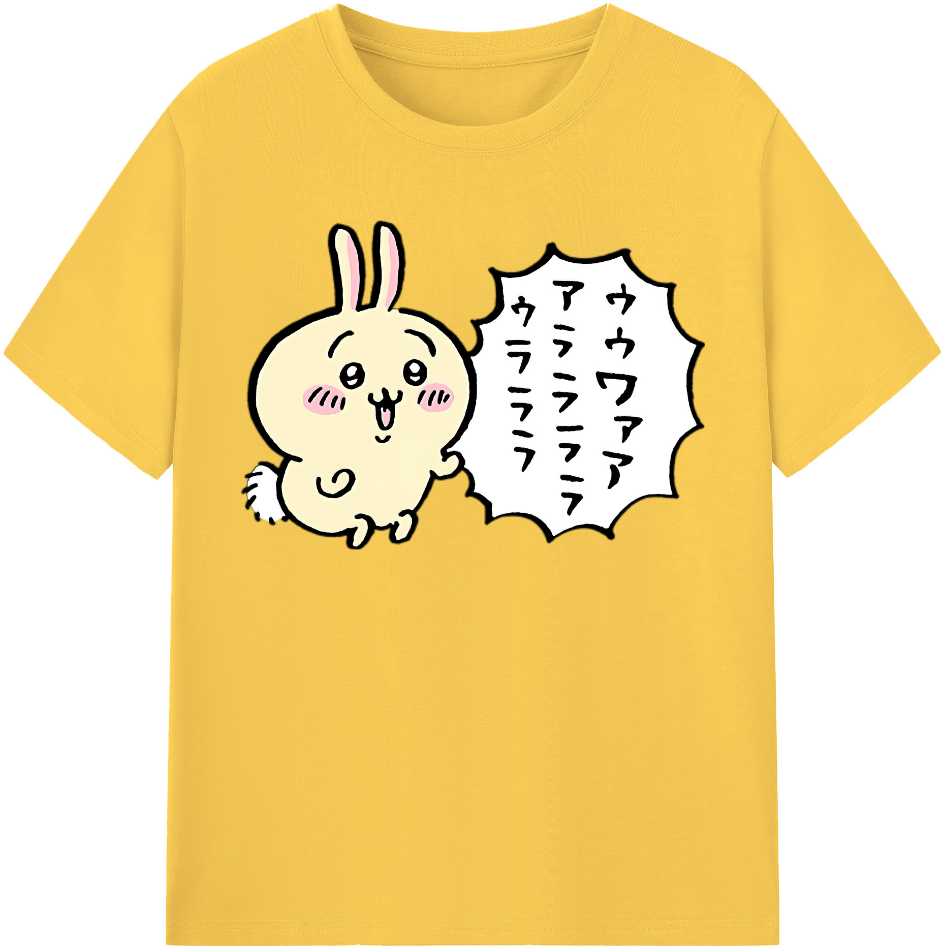（画像用） ちいかわ うさぎ Chii-kawa usagi 綿100％半袖Tシャツ（フロントプリント）