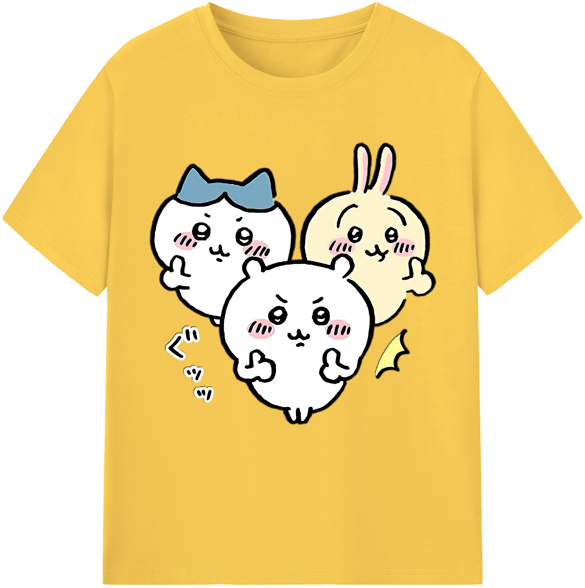（画像用） ちいかわ うさぎ Chii-kawa usagi 綿100％半袖Tシャツ（フロントプリント）