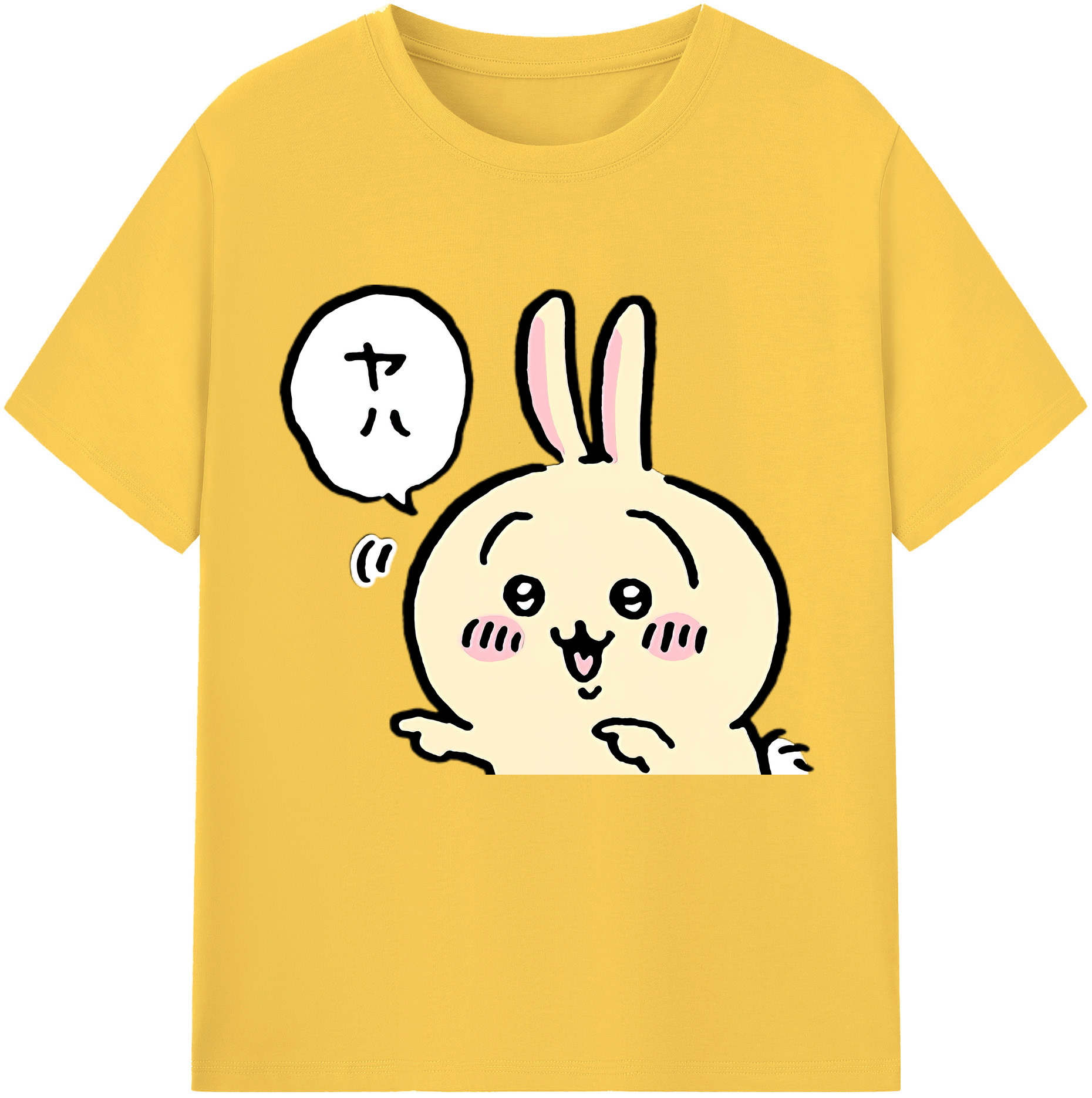 （画像用） ちいかわ うさぎ Chii-kawa usagi 綿100％半袖Tシャツ（フロントプリント）