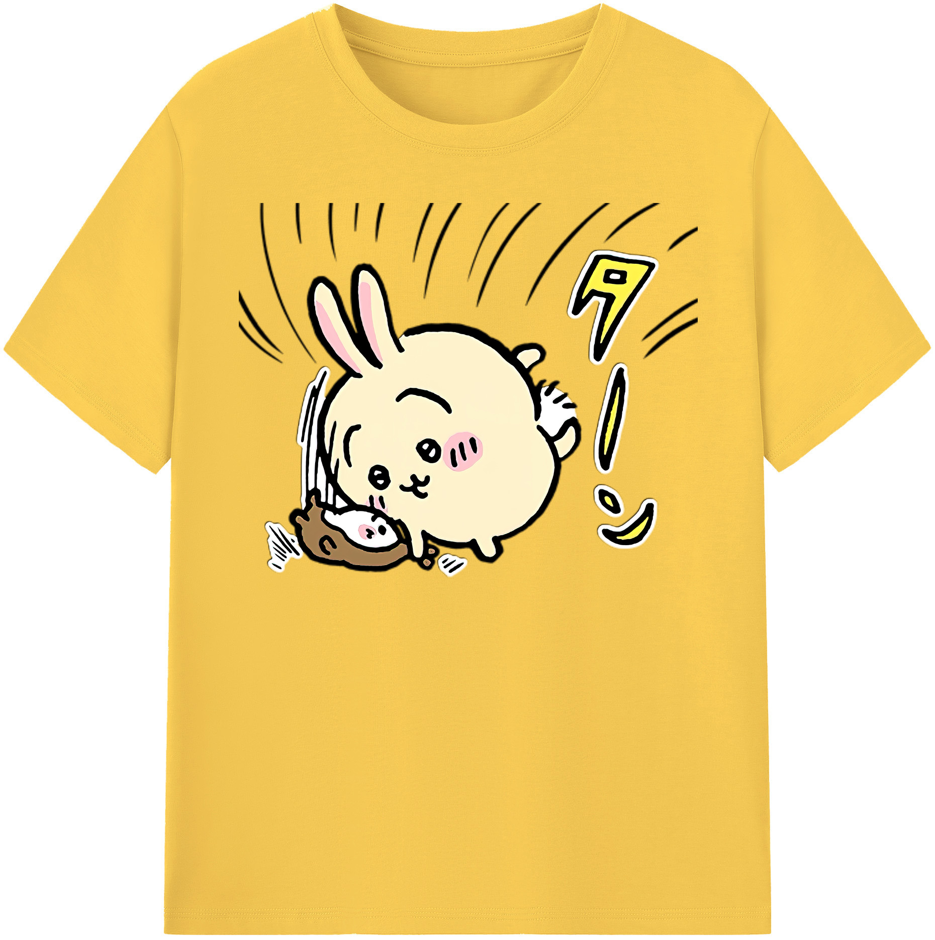 （画像用） ちいかわ うさぎ Chii-kawa usagi 綿100％半袖Tシャツ（フロントプリント）
