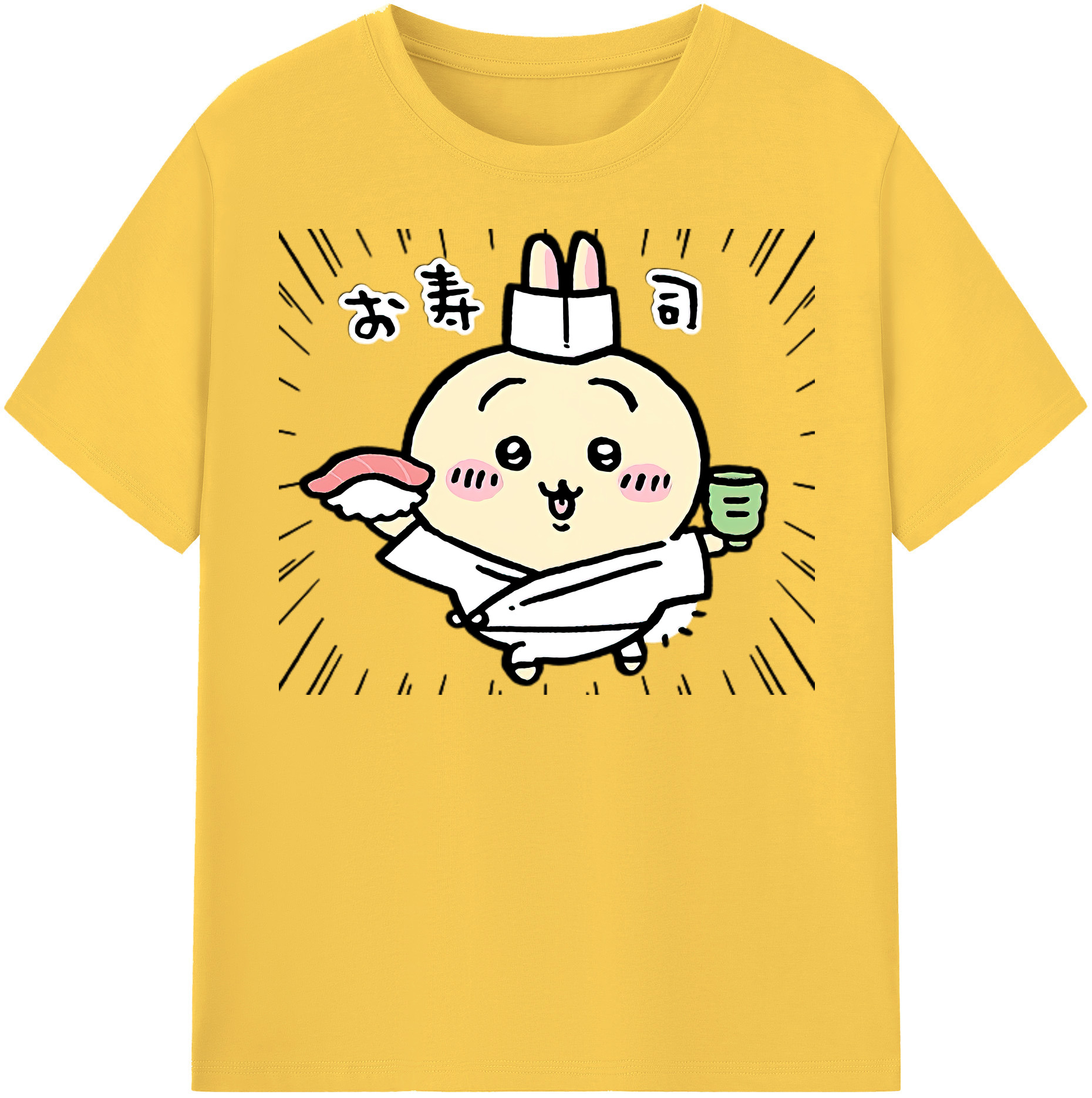 （画像用） ちいかわ うさぎ Chii-kawa usagi 綿100％半袖Tシャツ（フロントプリント）