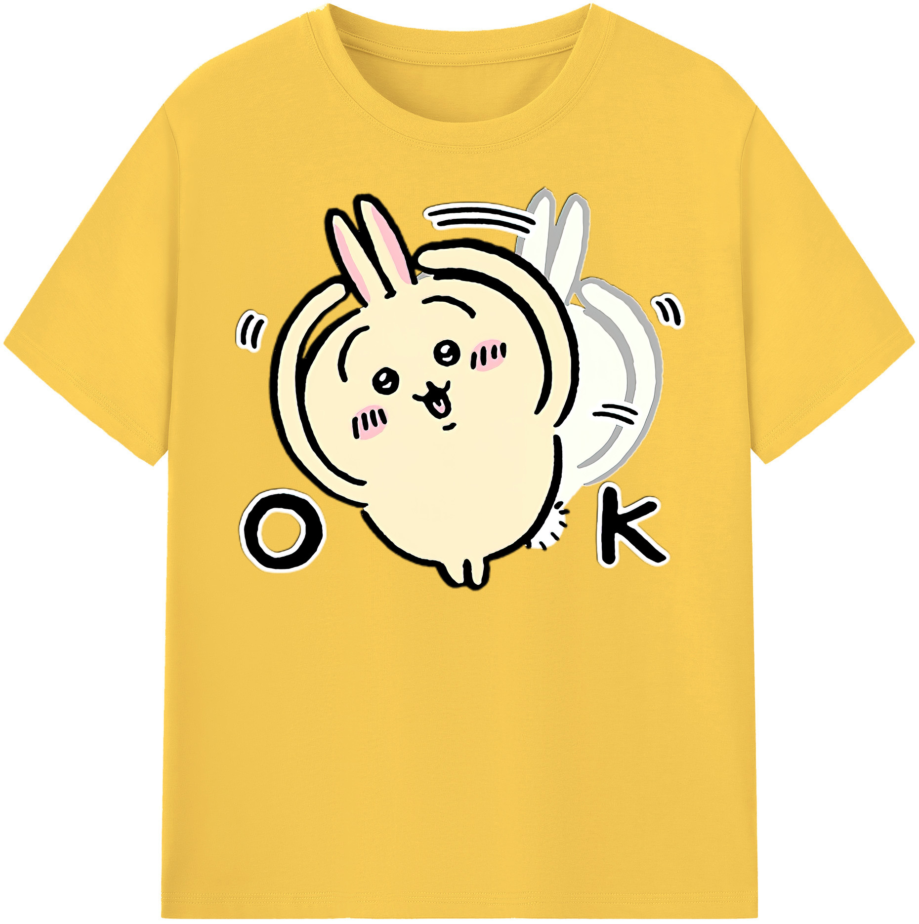 （画像用） ちいかわ うさぎ Chii-kawa usagi 綿100％半袖Tシャツ（フロントプリント）
