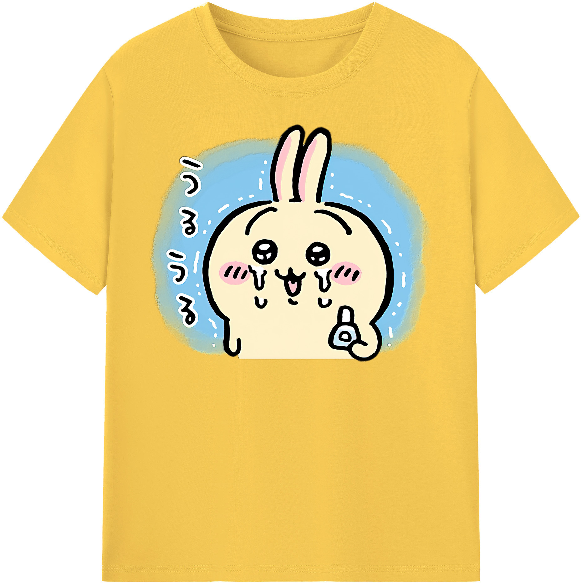 （画像用） ちいかわ うさぎ Chii-kawa usagi 綿100％半袖Tシャツ（フロントプリント）