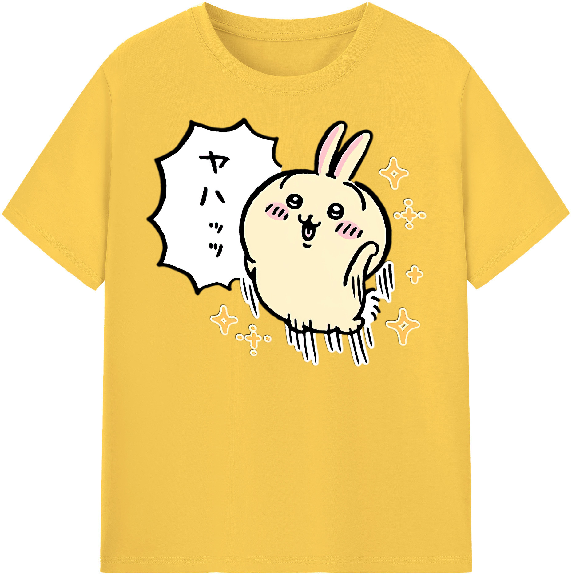 （画像用） ちいかわ うさぎ Chii-kawa usagi 綿100％半袖Tシャツ（フロントプリント）