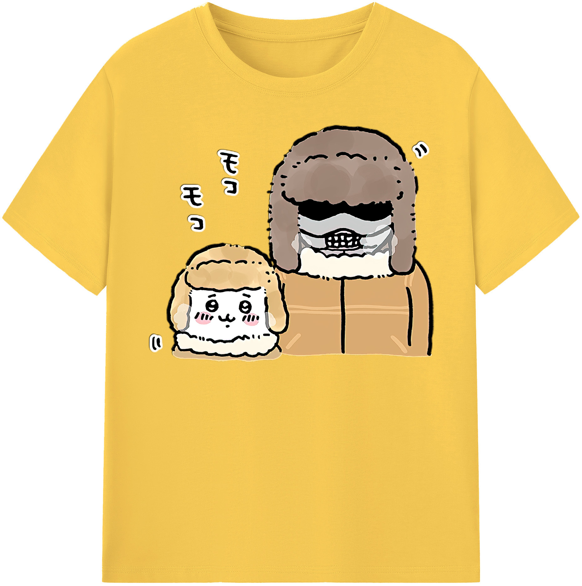 （画像用） ちいかわ 労働の鎧さん Chii-kawa Mr. Armor of Labor 綿100％半袖Tシャツ（フロントプリント）