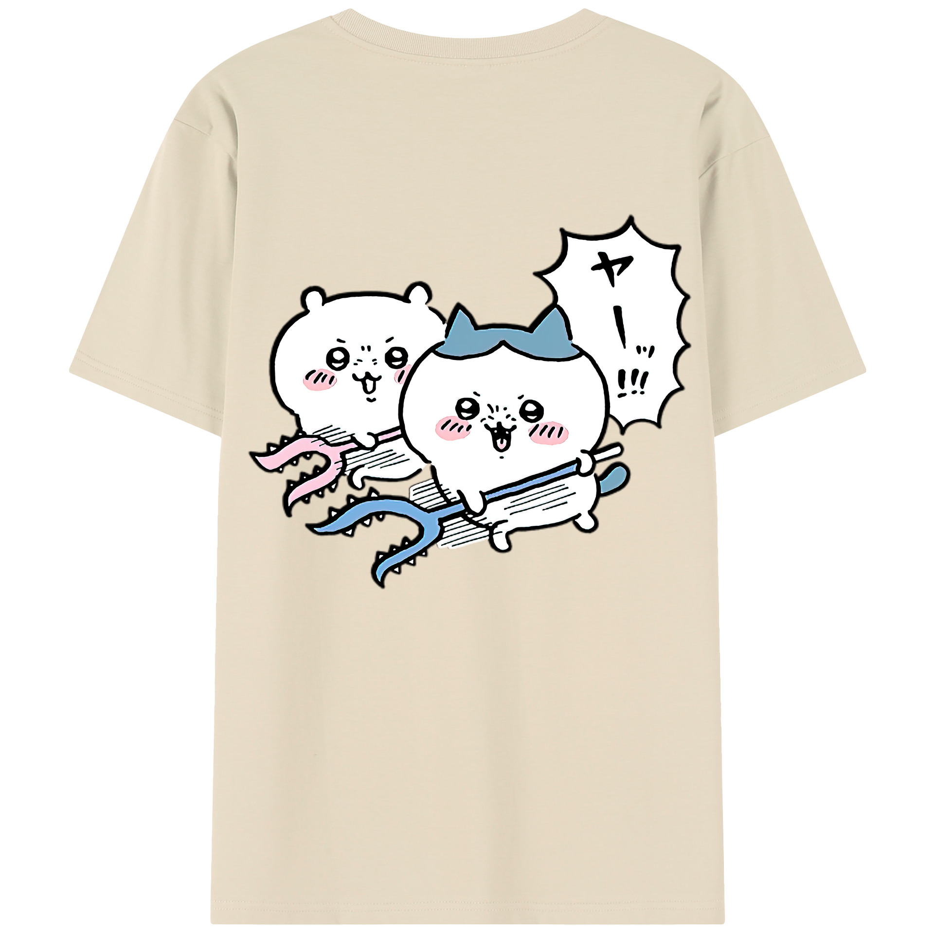 （画像用） ちいかわ ハチワレ Chii-kawa hachiware 綿100％半袖Tシャツ（背面プリント）