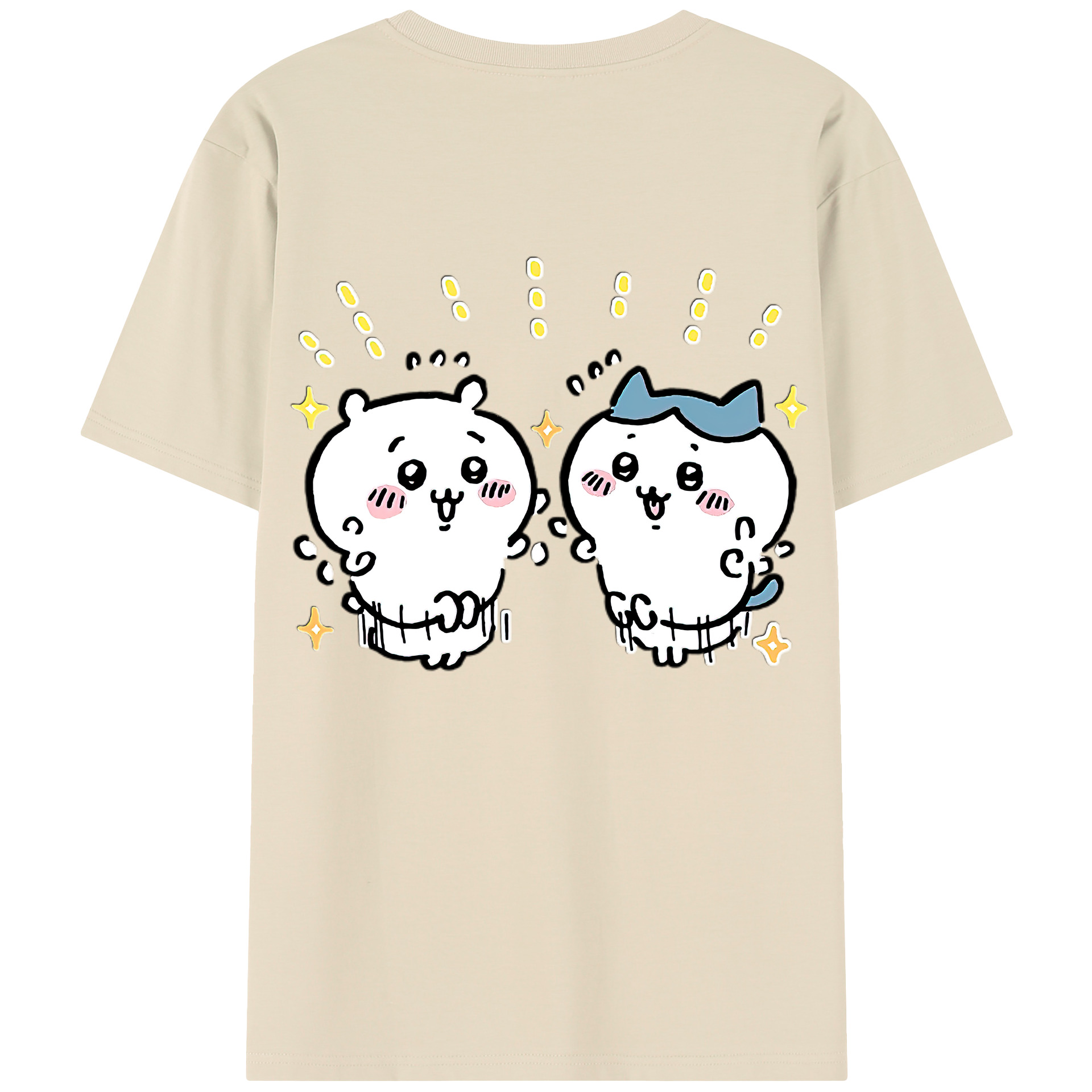 （画像用） ちいかわ ハチワレ Chii-kawa hachiware 綿100％半袖Tシャツ（背面プリント）