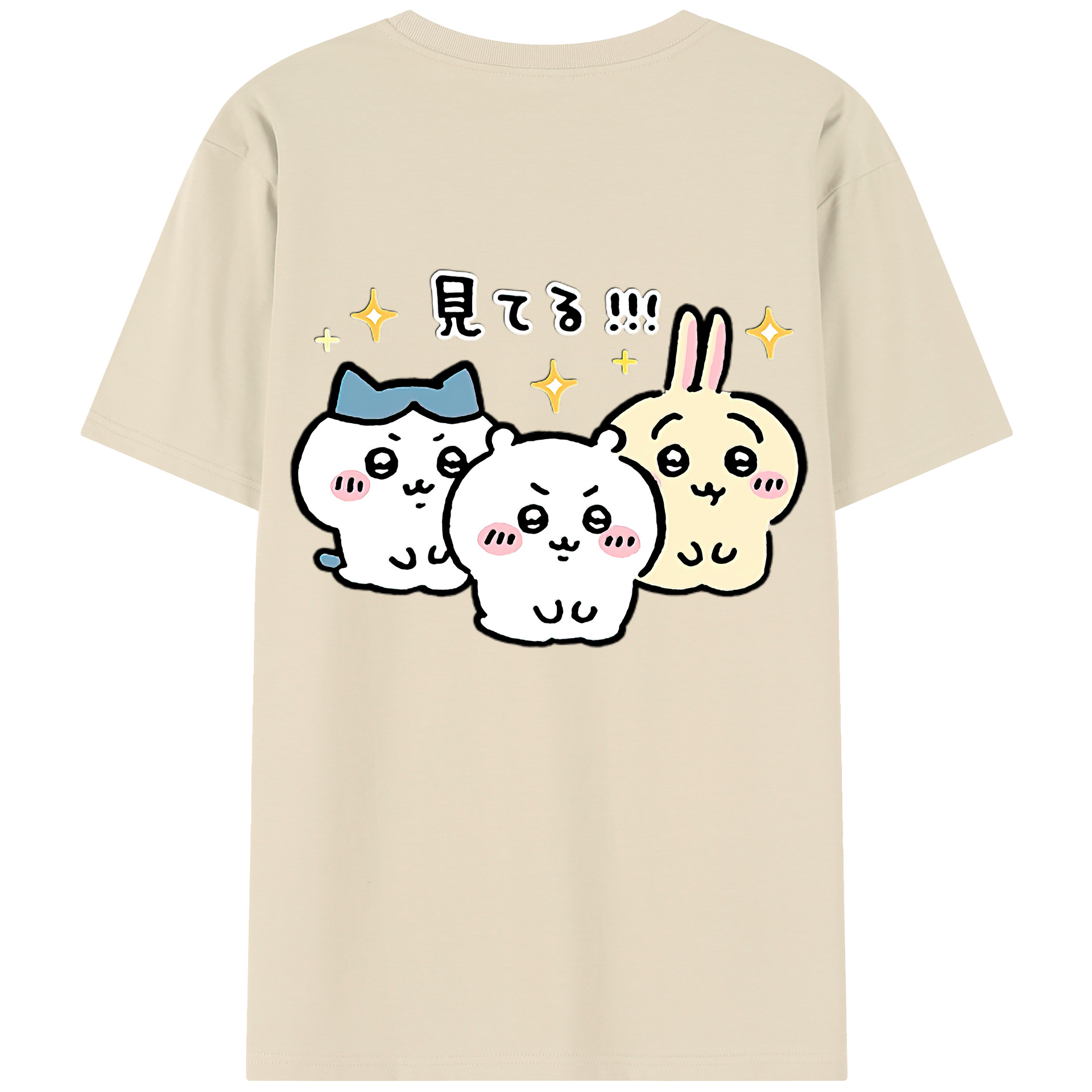 （画像用） ちいかわ ハチワレ Chii-kawa hachiware 綿100％半袖Tシャツ（背面プリント）
