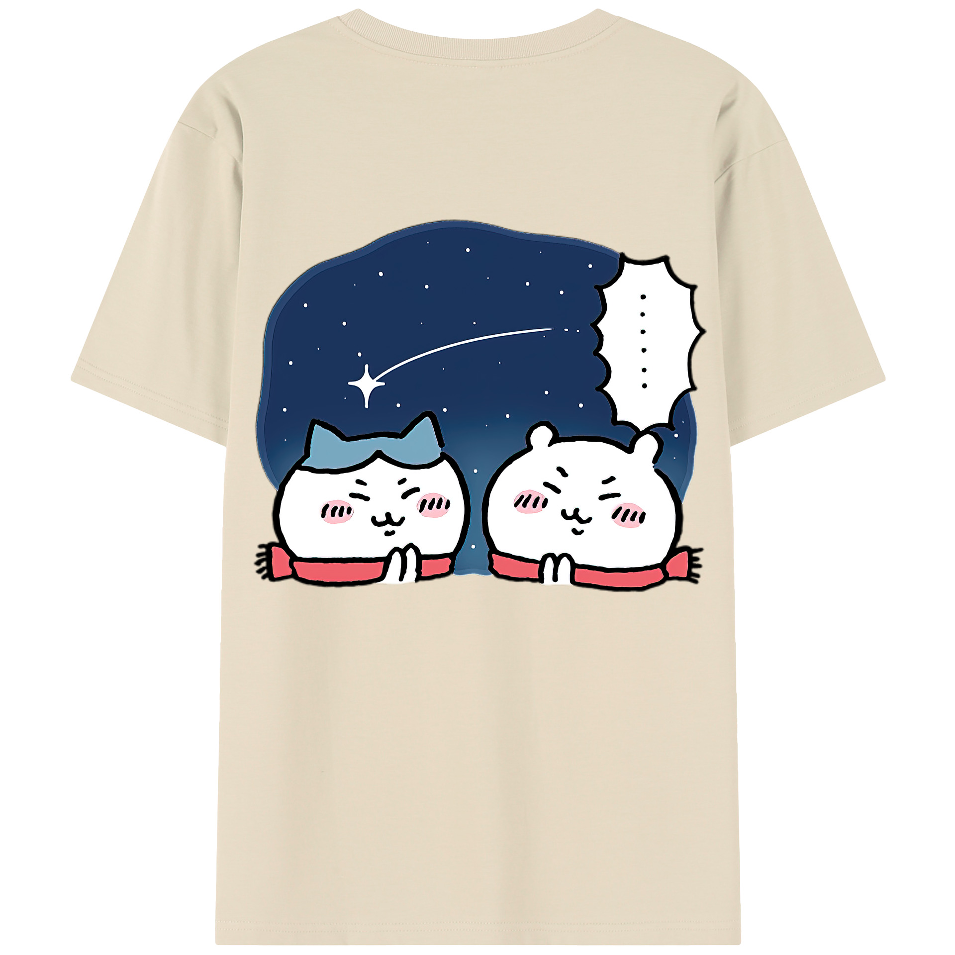 （画像用） ちいかわ ハチワレ Chii-kawa hachiware 綿100％半袖Tシャツ（背面プリント）