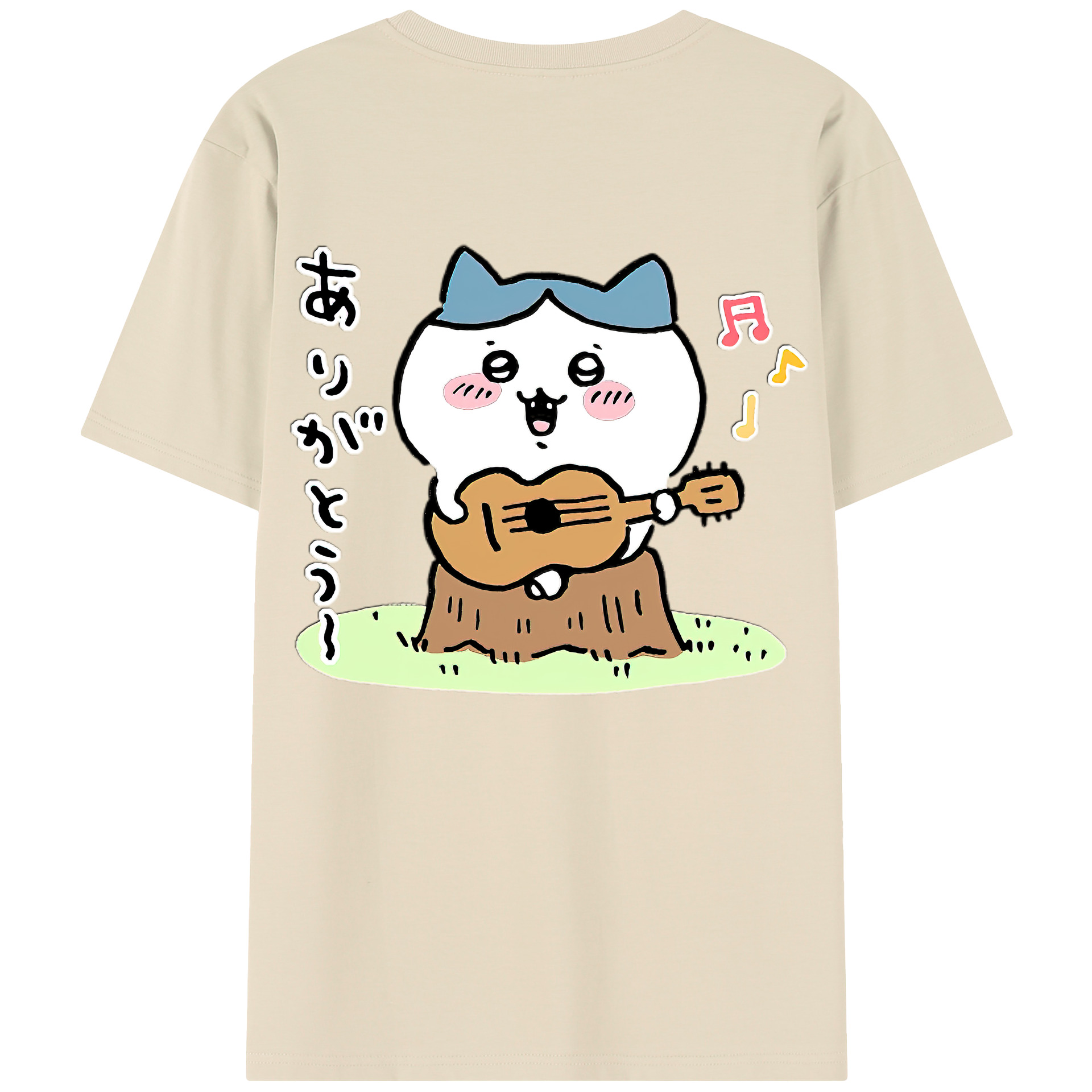 （画像用） ちいかわ ハチワレ Chii-kawa hachiware 綿100％半袖Tシャツ（背面プリント）