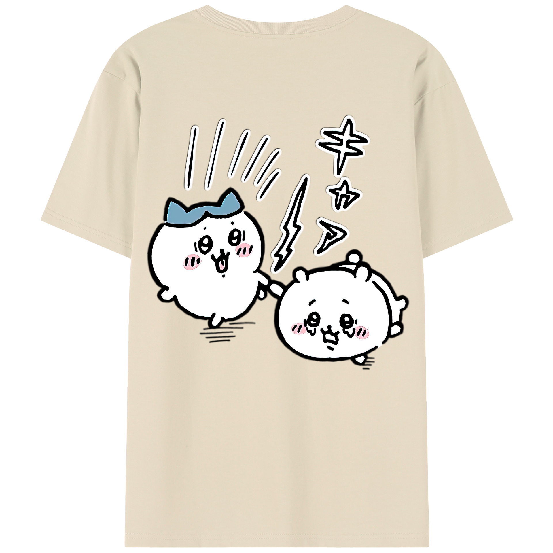 （画像用） ちいかわ ハチワレ Chii-kawa hachiware 綿100％半袖Tシャツ（背面プリント）