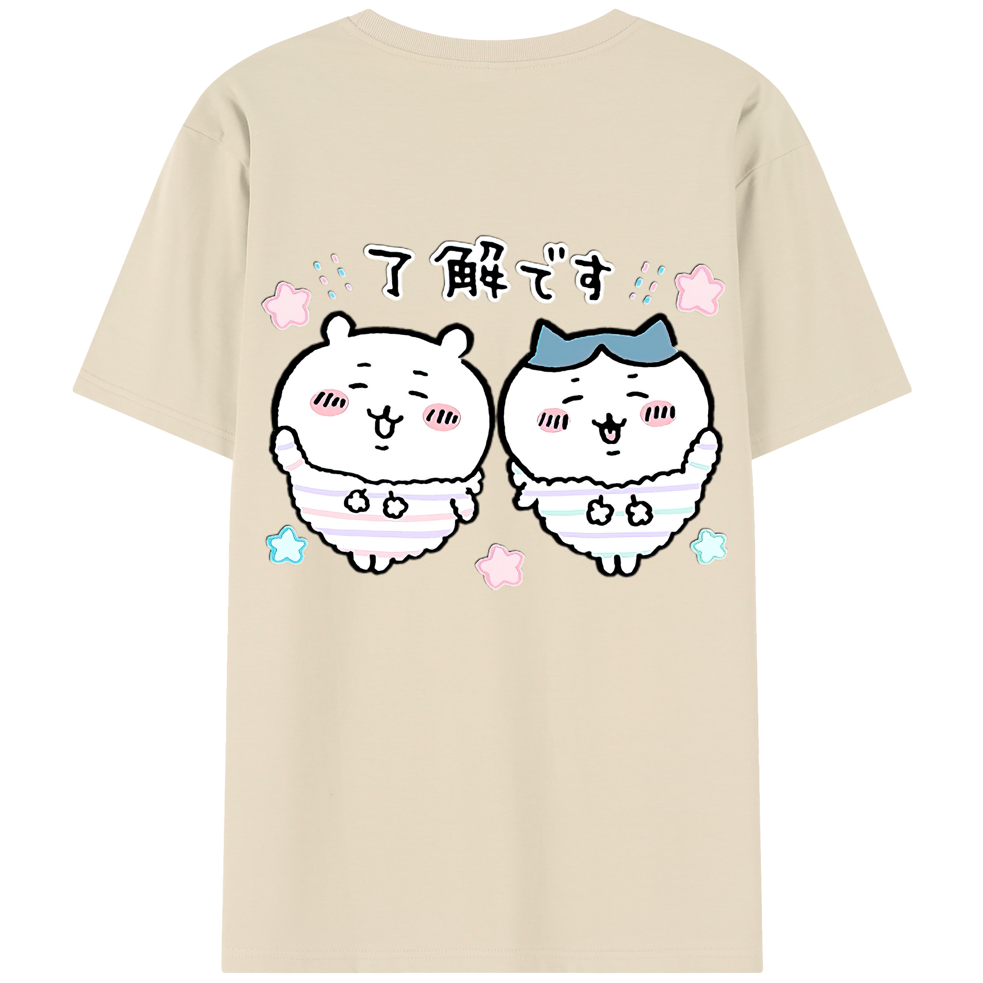 （画像用） ちいかわ ハチワレ Chii-kawa hachiware 綿100％半袖Tシャツ（背面プリント）