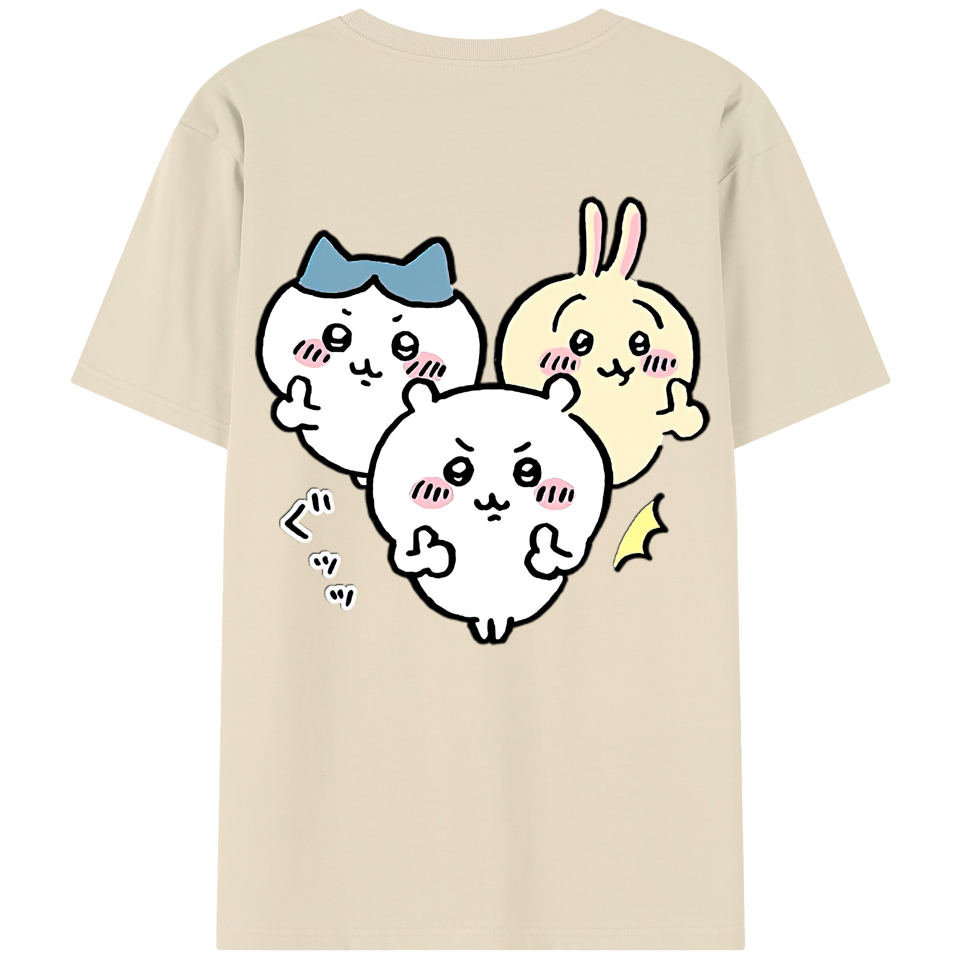 （画像用） ちいかわ うさぎ Chii-kawa usagi 綿100％半袖Tシャツ（背面プリント）