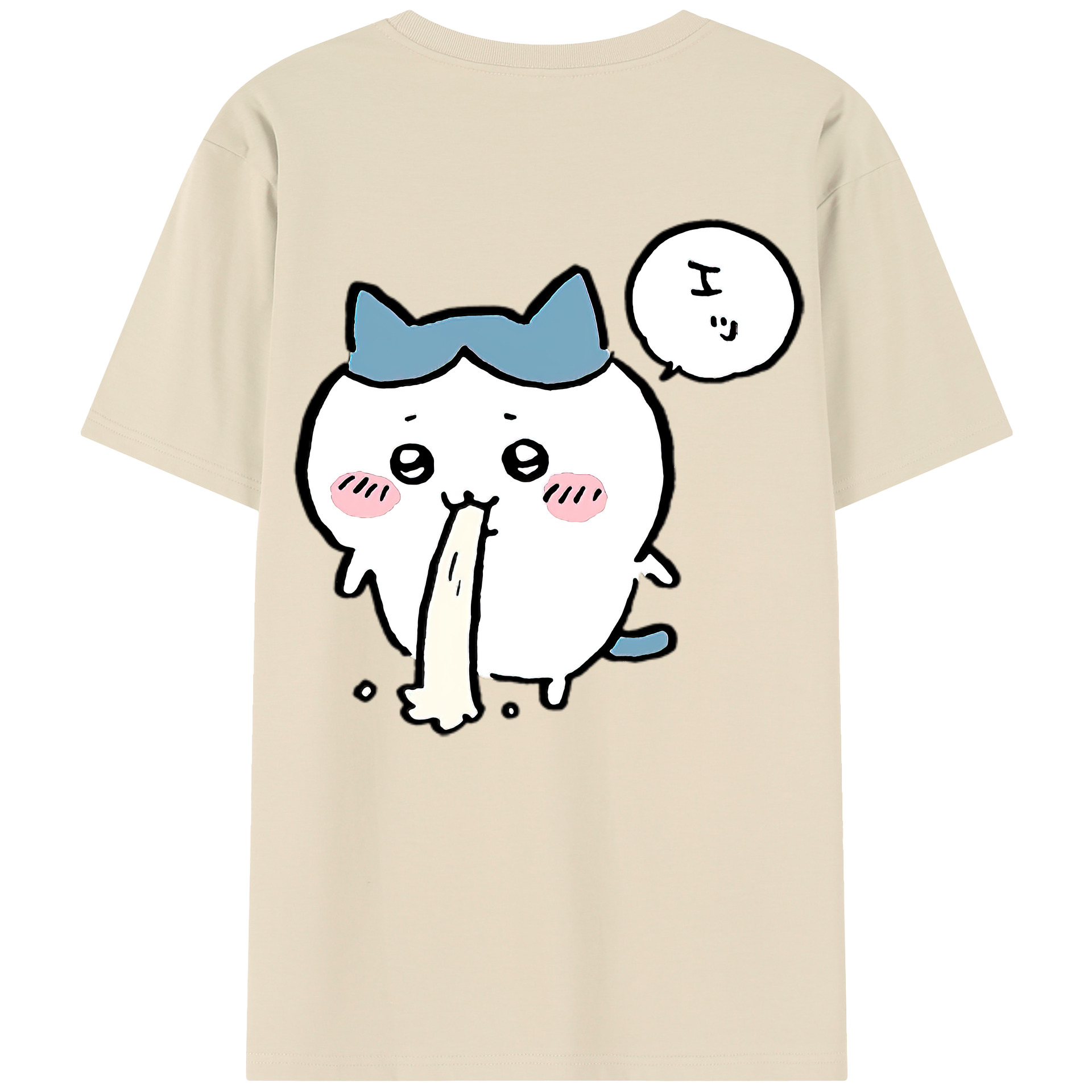 （画像用） ちいかわ ハチワレ Chii-kawa hachiware 綿100％半袖Tシャツ（背面プリント）