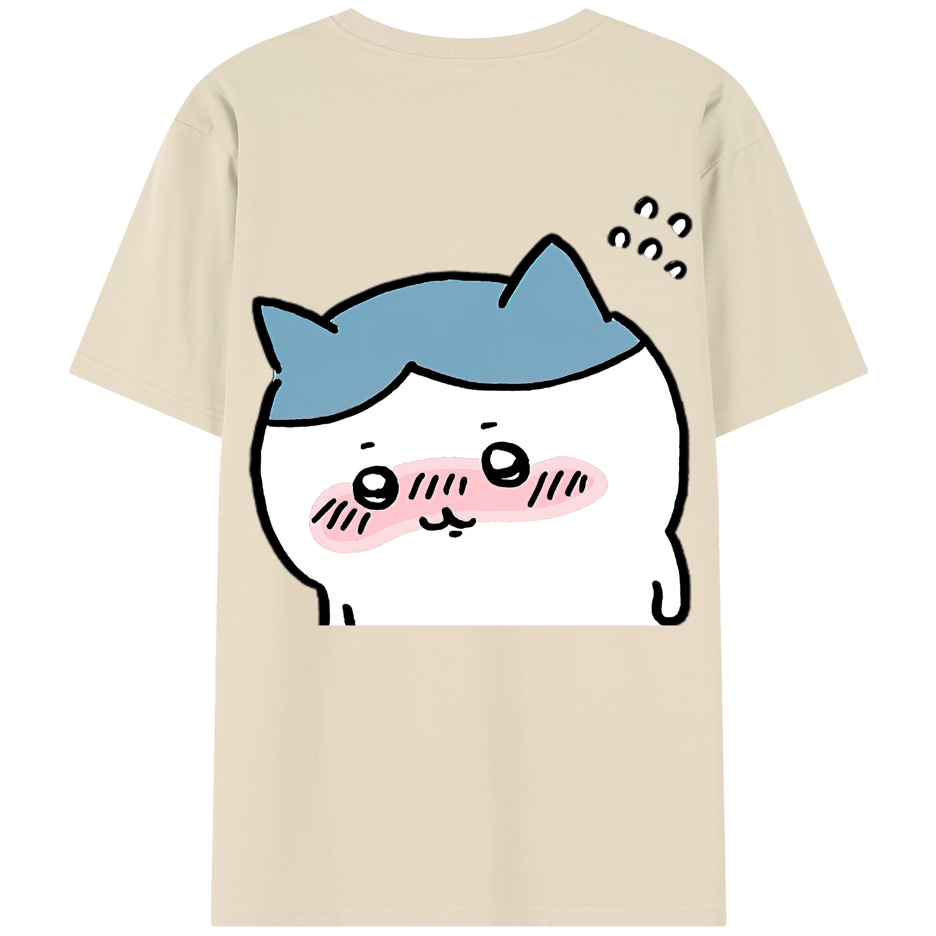（画像用） ちいかわ ハチワレ Chii-kawa hachiware 綿100％半袖Tシャツ（背面プリント）