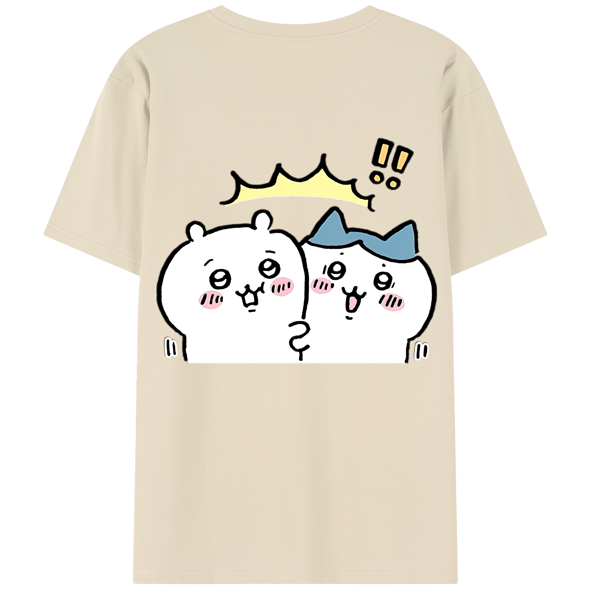 （画像用） ちいかわ ハチワレ Chii-kawa hachiware 綿100％半袖Tシャツ（背面プリント）