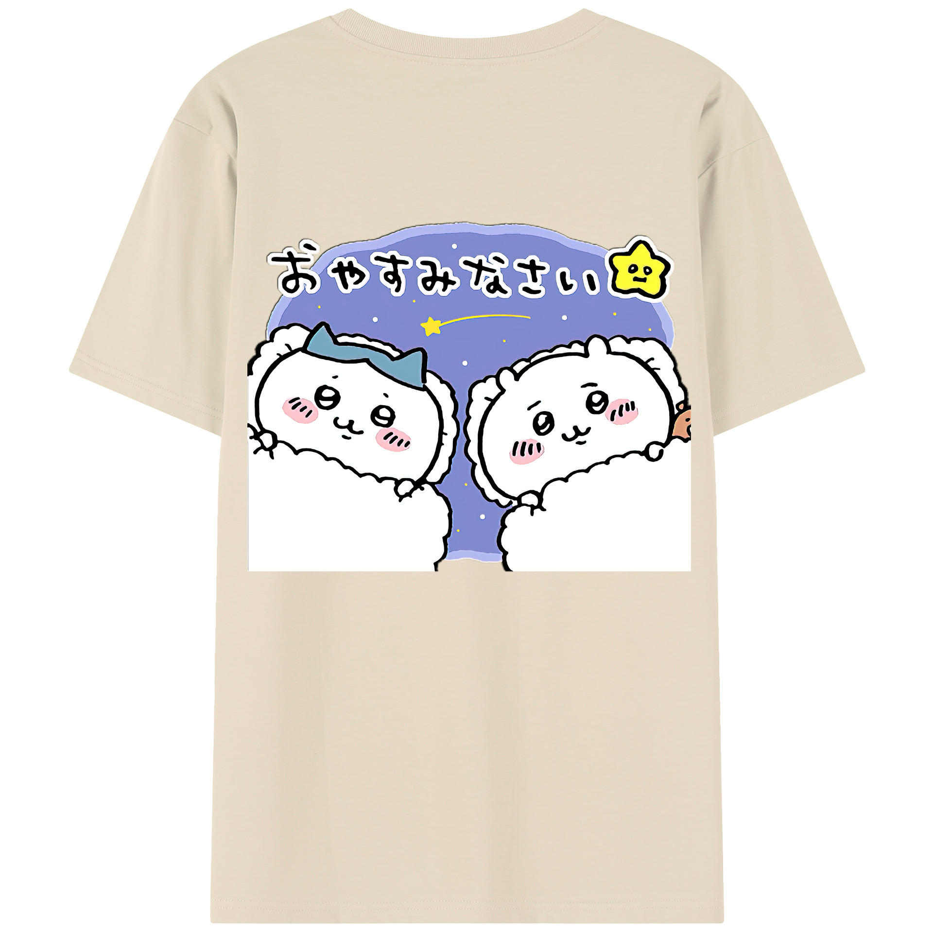 （画像用） ちいかわ ハチワレ Chii-kawa hachiware 綿100％半袖Tシャツ（背面プリント）