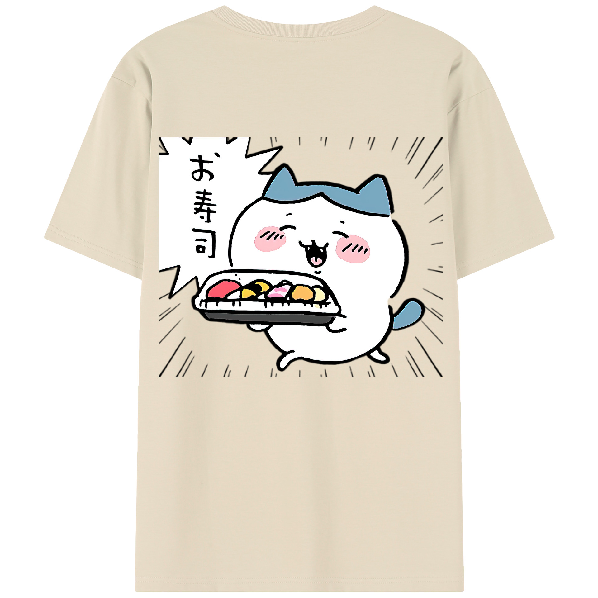 （画像用） ちいかわ ハチワレ Chii-kawa hachiware 綿100％半袖Tシャツ（背面プリント）