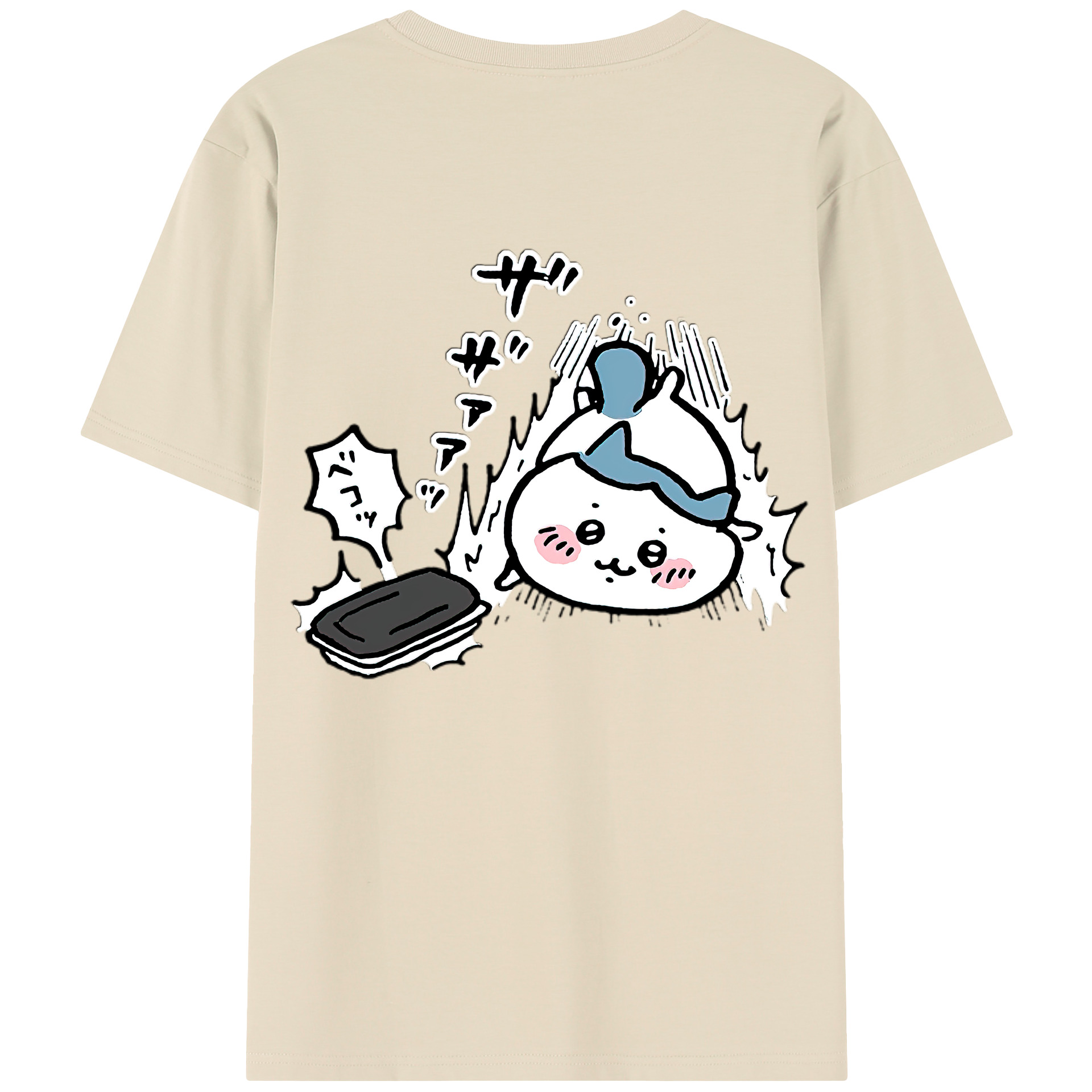 （画像用） ちいかわ ハチワレ Chii-kawa hachiware 綿100％半袖Tシャツ（背面プリント）