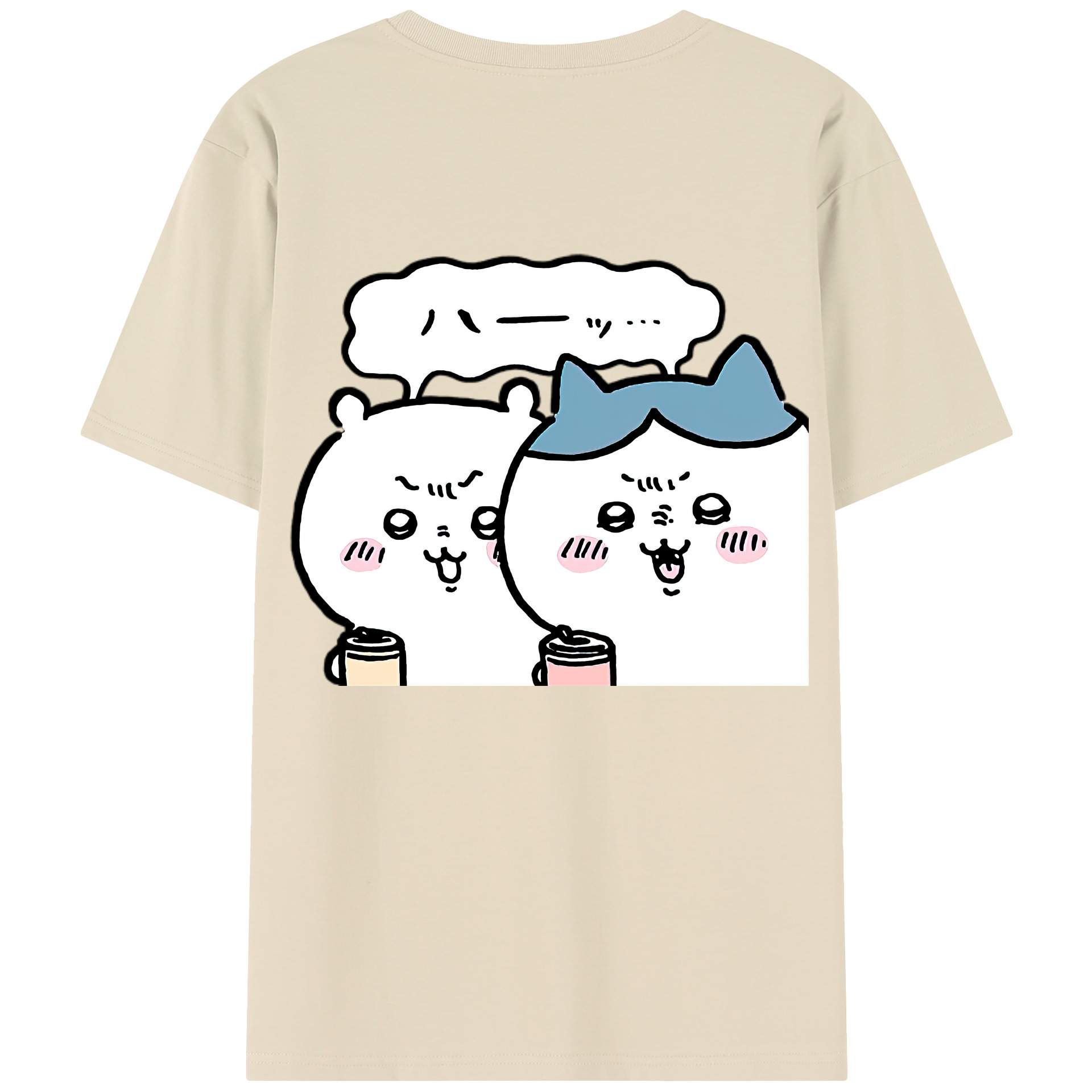 （画像用） ちいかわ ハチワレ Chii-kawa hachiware 綿100％半袖Tシャツ（背面プリント）