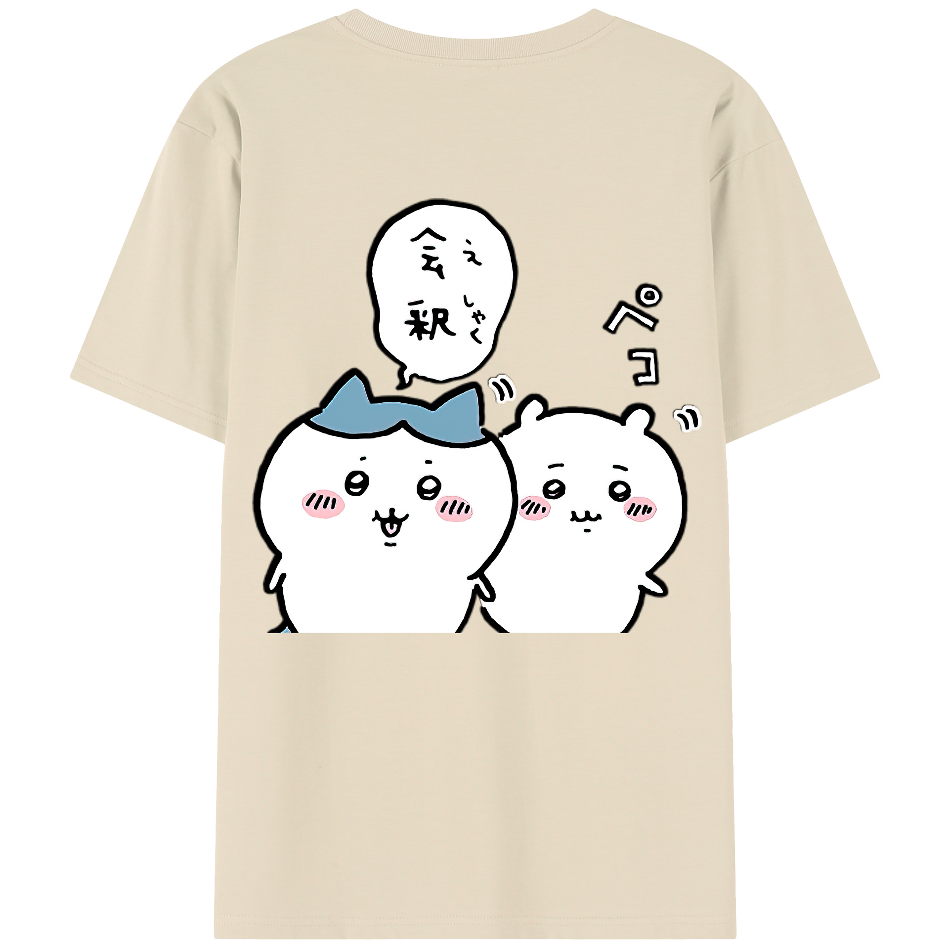 （画像用） ちいかわ ハチワレ Chii-kawa hachiware 綿100％半袖Tシャツ（背面プリント）