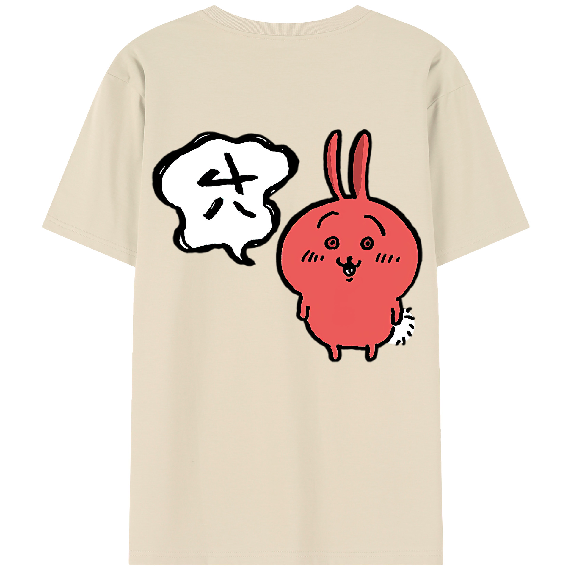 （画像用） ちいかわ ハチワレ Chii-kawa hachiware 綿100％半袖Tシャツ（背面プリント）