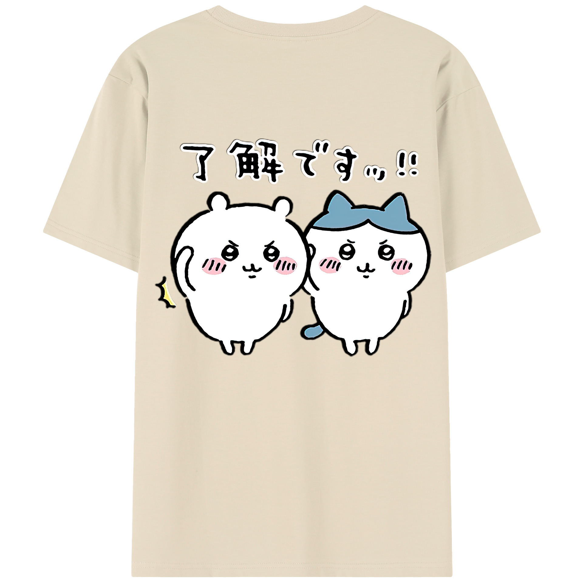 （画像用） ちいかわ ハチワレ Chii-kawa hachiware 綿100％半袖Tシャツ（背面プリント）