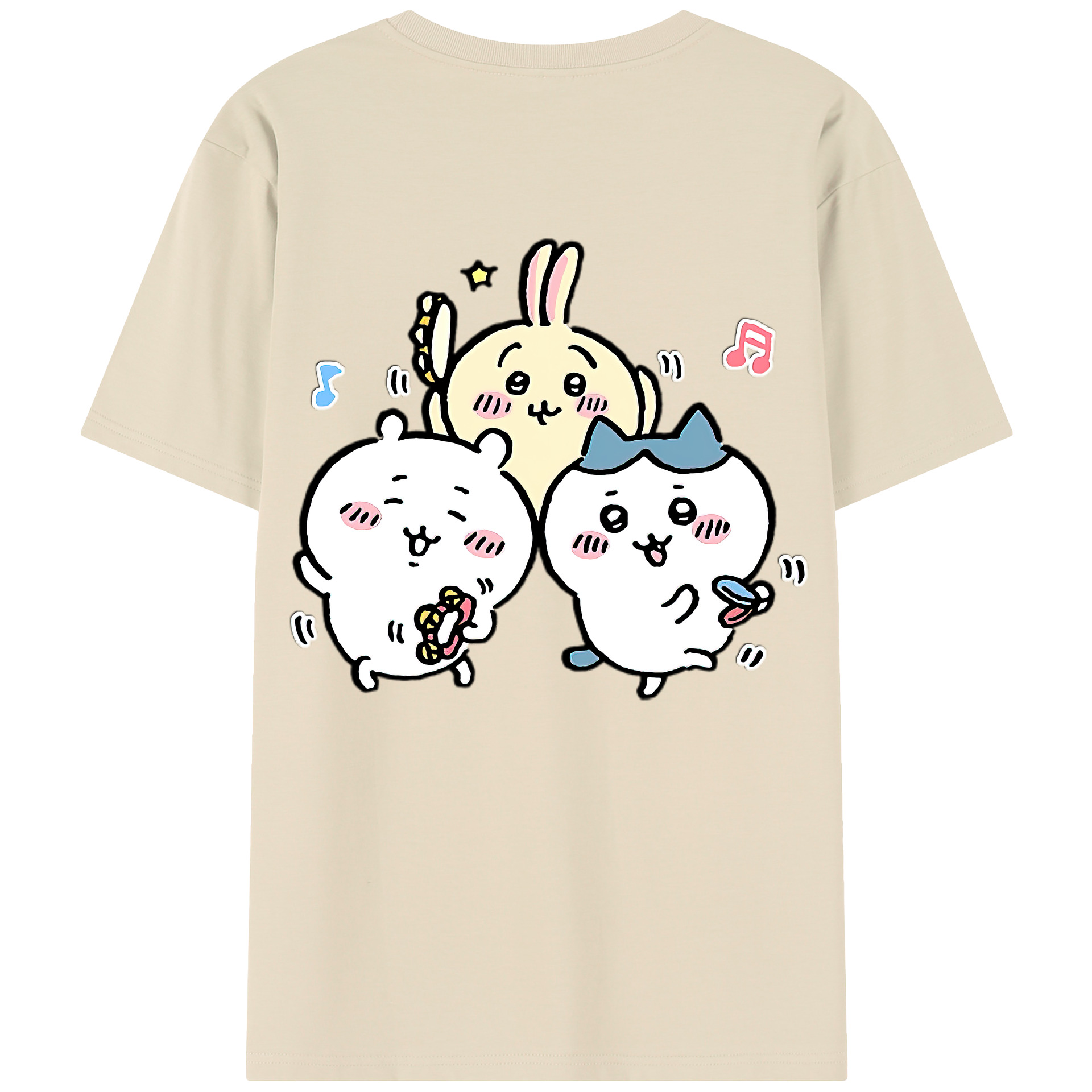 （画像用） ちいかわ ハチワレ Chii-kawa hachiware 綿100％半袖Tシャツ（背面プリント）