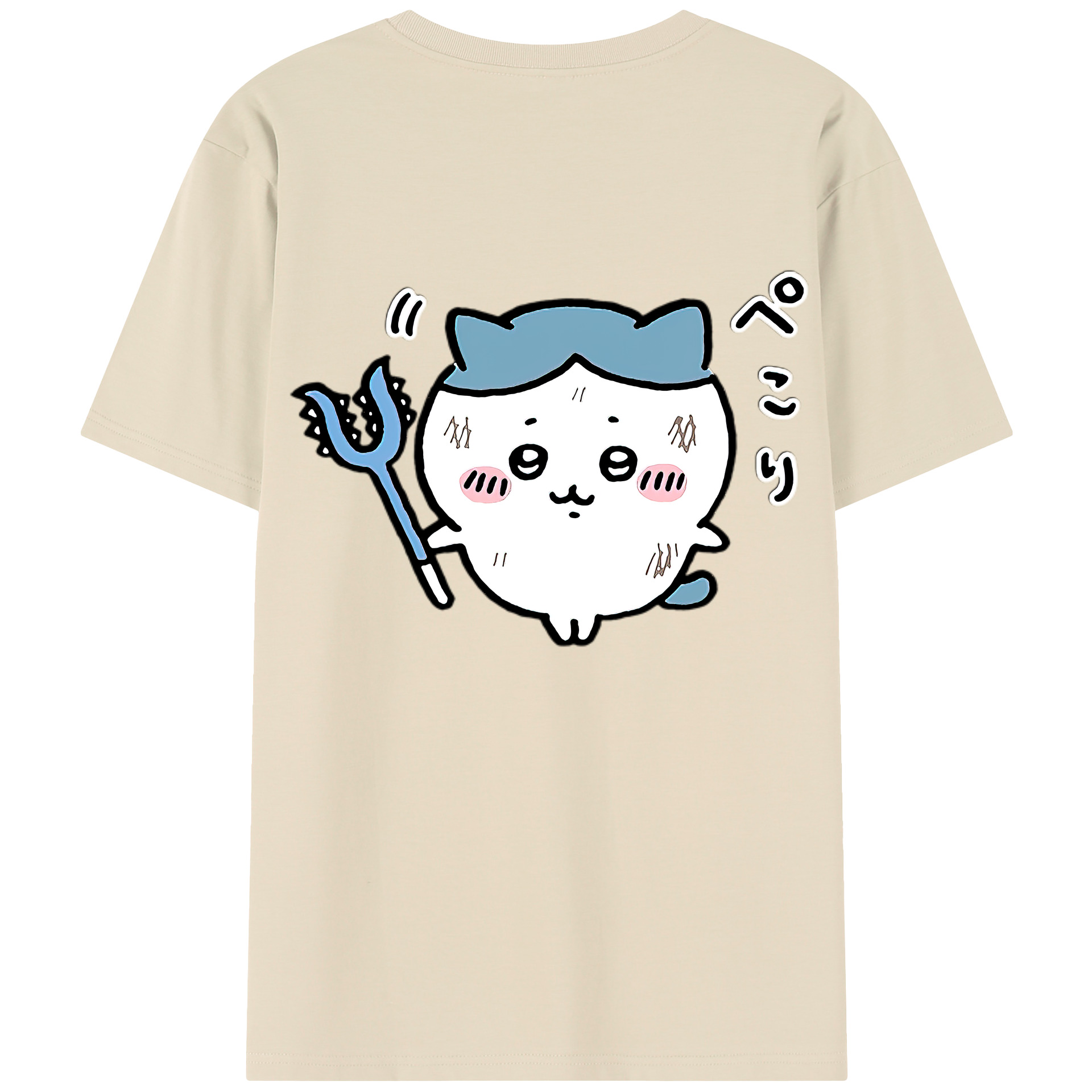 （画像用） ちいかわ ハチワレ Chii-kawa hachiware 綿100％半袖Tシャツ（背面プリント）
