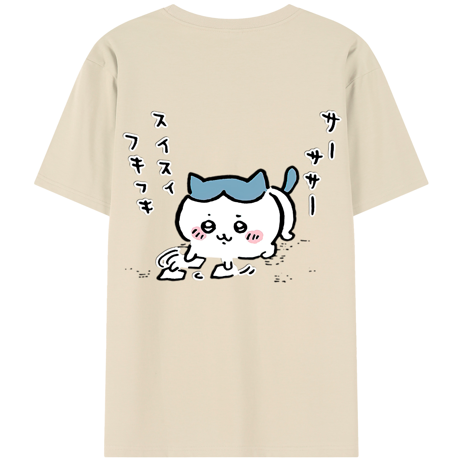 （画像用） ちいかわ ハチワレ Chii-kawa hachiware 綿100％半袖Tシャツ（背面プリント）