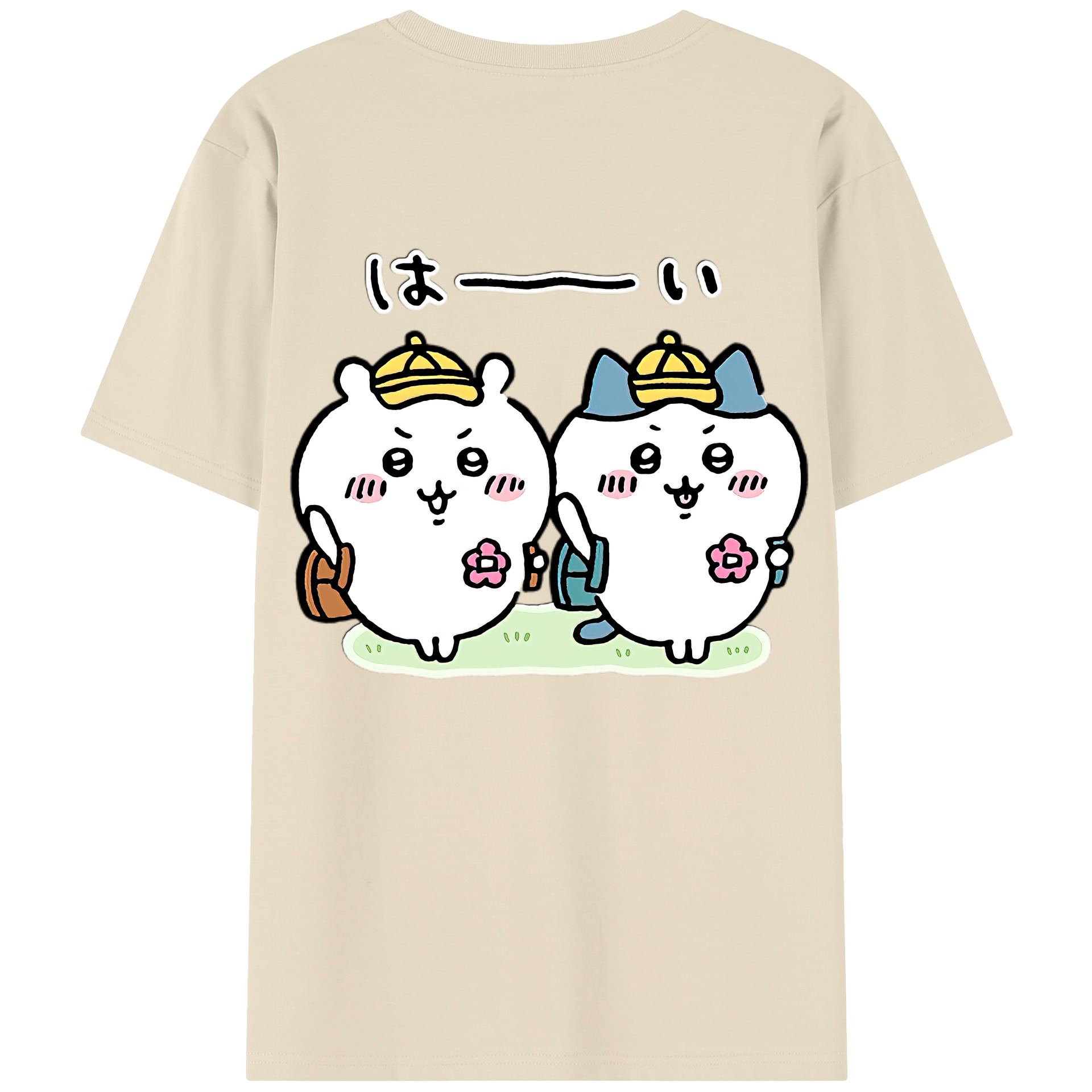 （画像用） ちいかわ ハチワレ Chii-kawa hachiware 綿100％半袖Tシャツ（背面プリント）