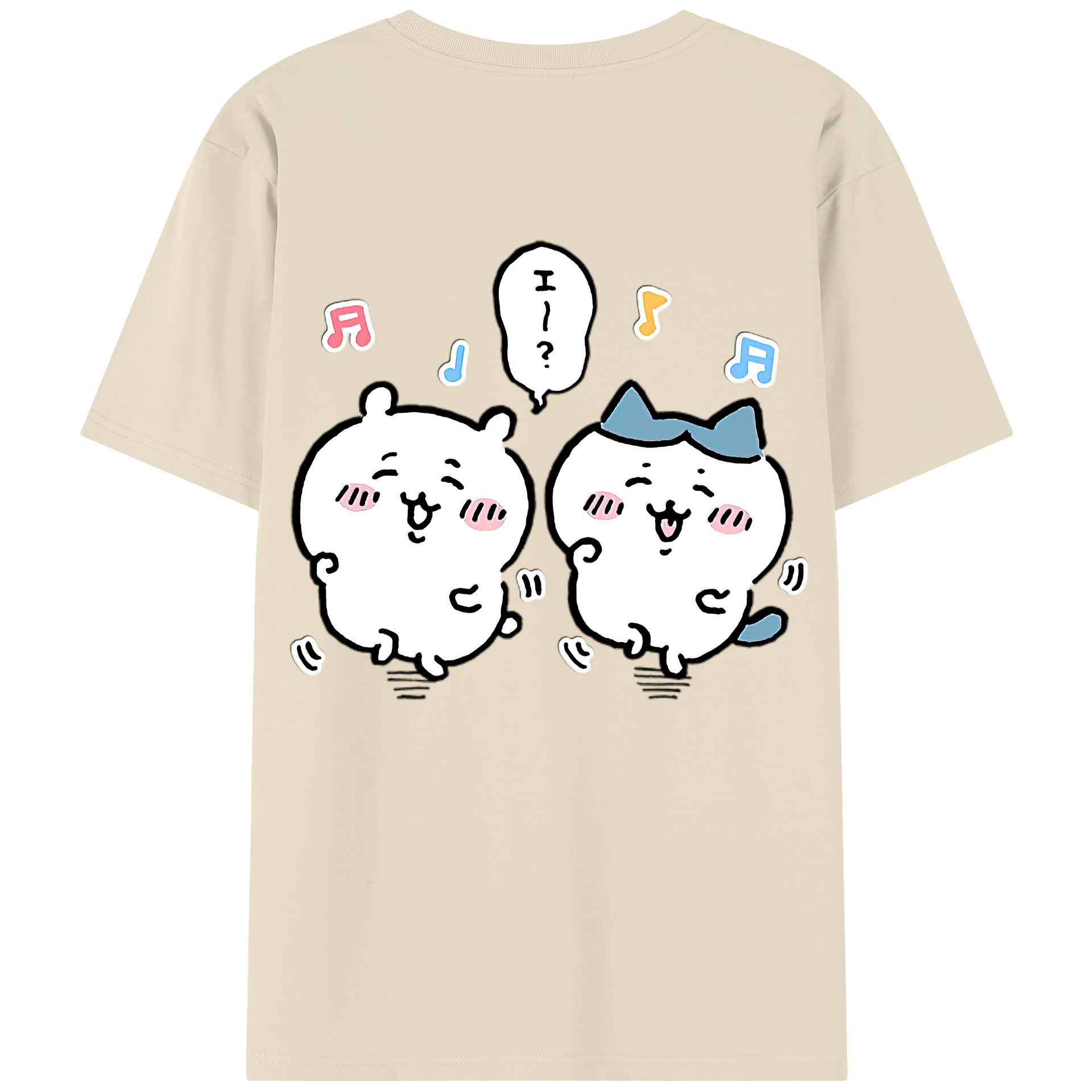 （画像用） ちいかわ ハチワレ Chii-kawa hachiware 綿100％半袖Tシャツ（背面プリント）