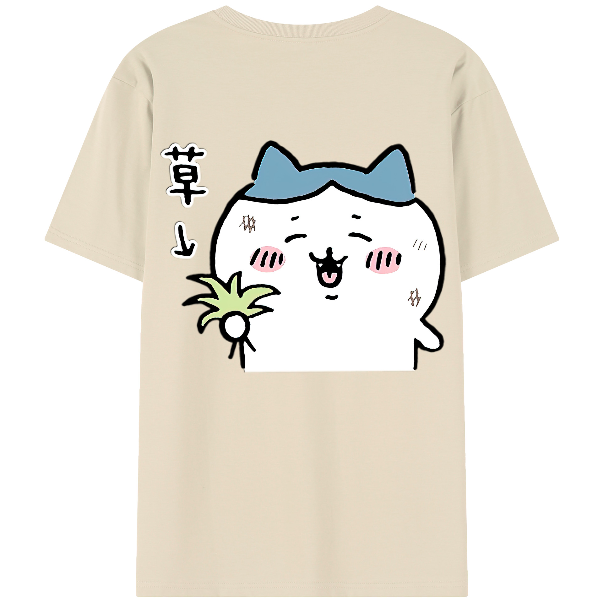 （画像用） ちいかわ ハチワレ Chii-kawa hachiware 綿100％半袖Tシャツ（背面プリント）