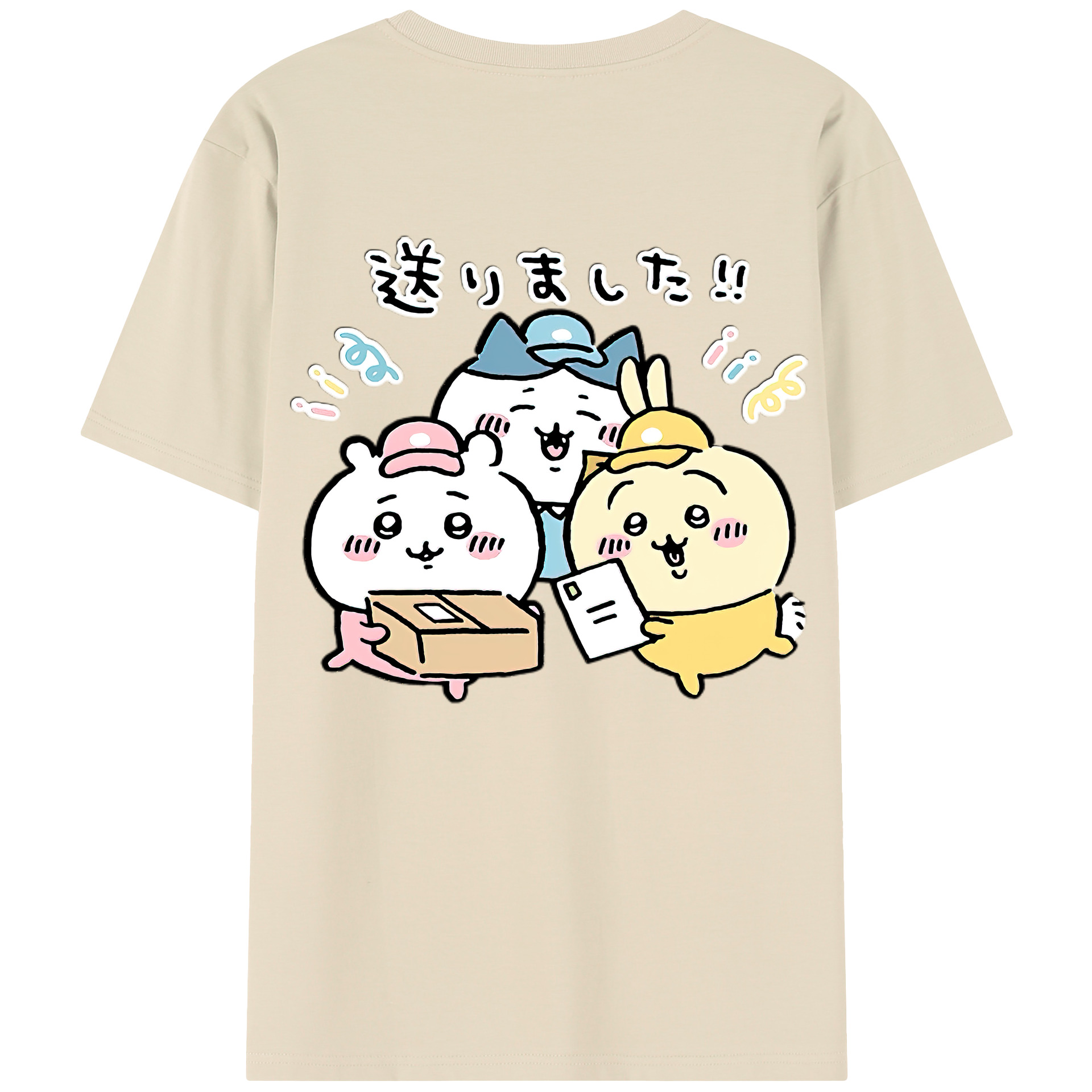 （画像用） ちいかわ ハチワレ Chii-kawa hachiware 綿100％半袖Tシャツ（背面プリント）