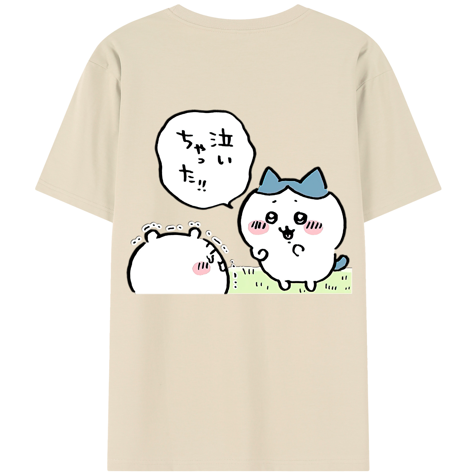 （画像用） ちいかわ ハチワレ Chii-kawa hachiware 綿100％半袖Tシャツ（背面プリント）
