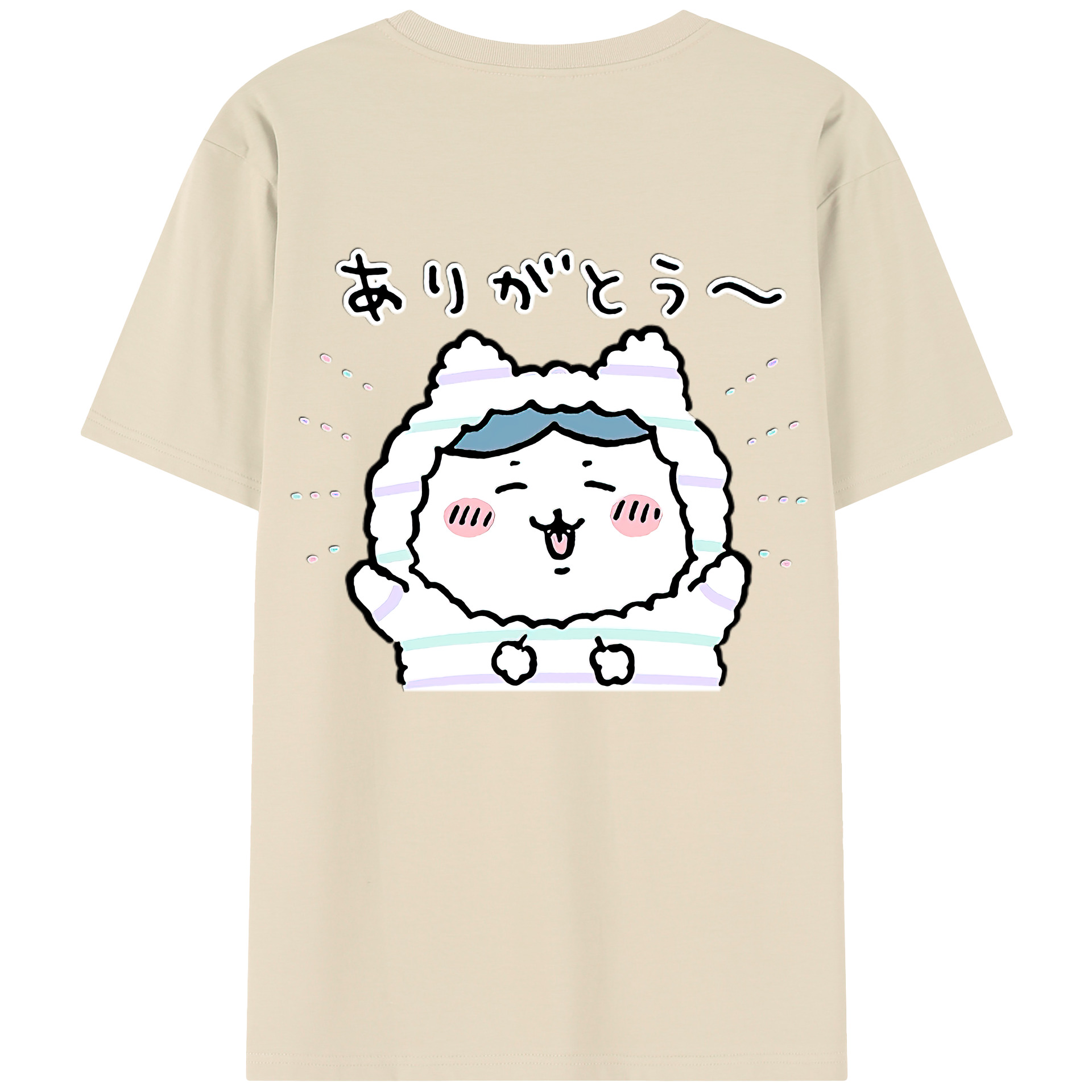（画像用） ちいかわ ハチワレ Chii-kawa hachiware 綿100％半袖Tシャツ（背面プリント）