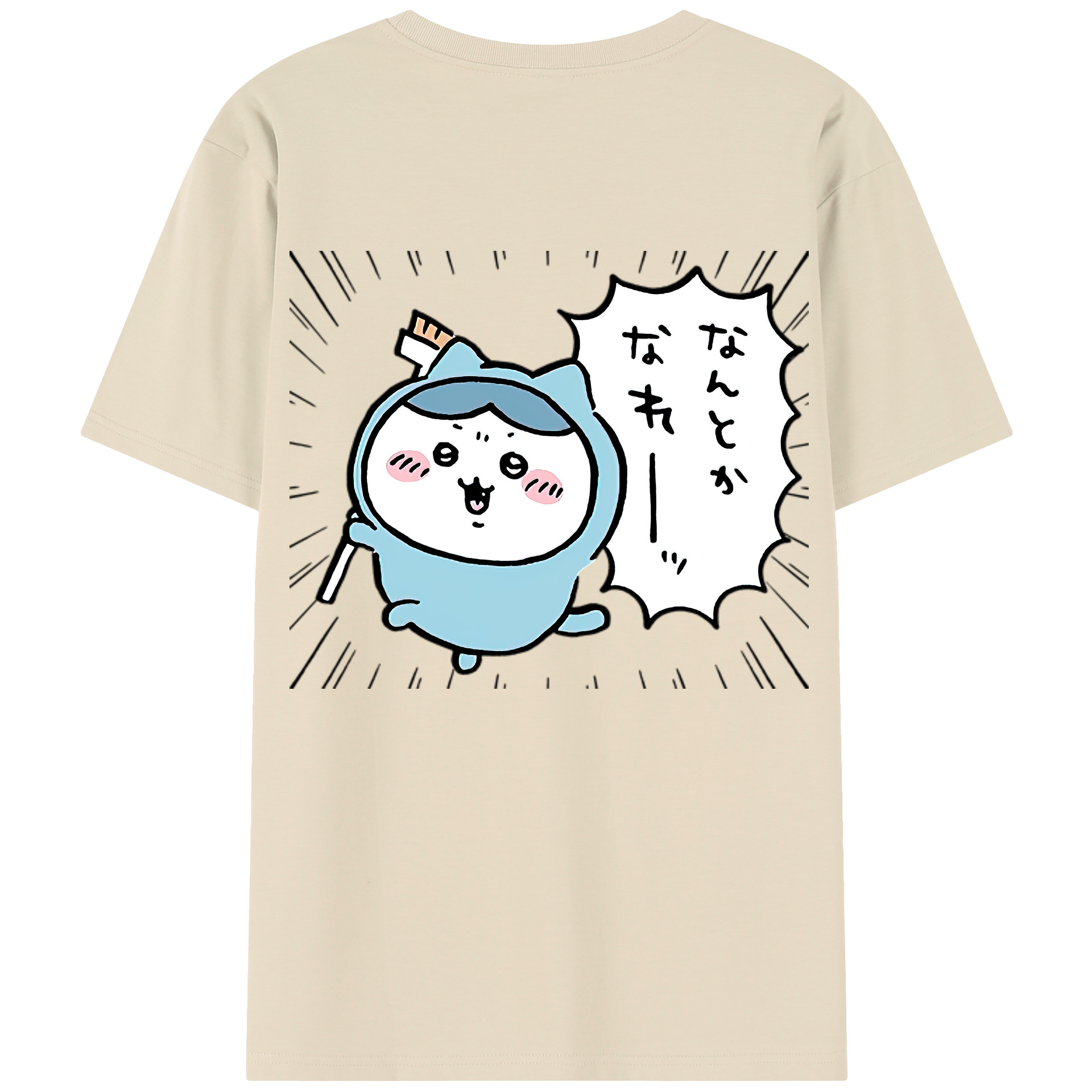 （画像用） ちいかわ ハチワレ Chii-kawa hachiware 綿100％半袖Tシャツ（背面プリント）