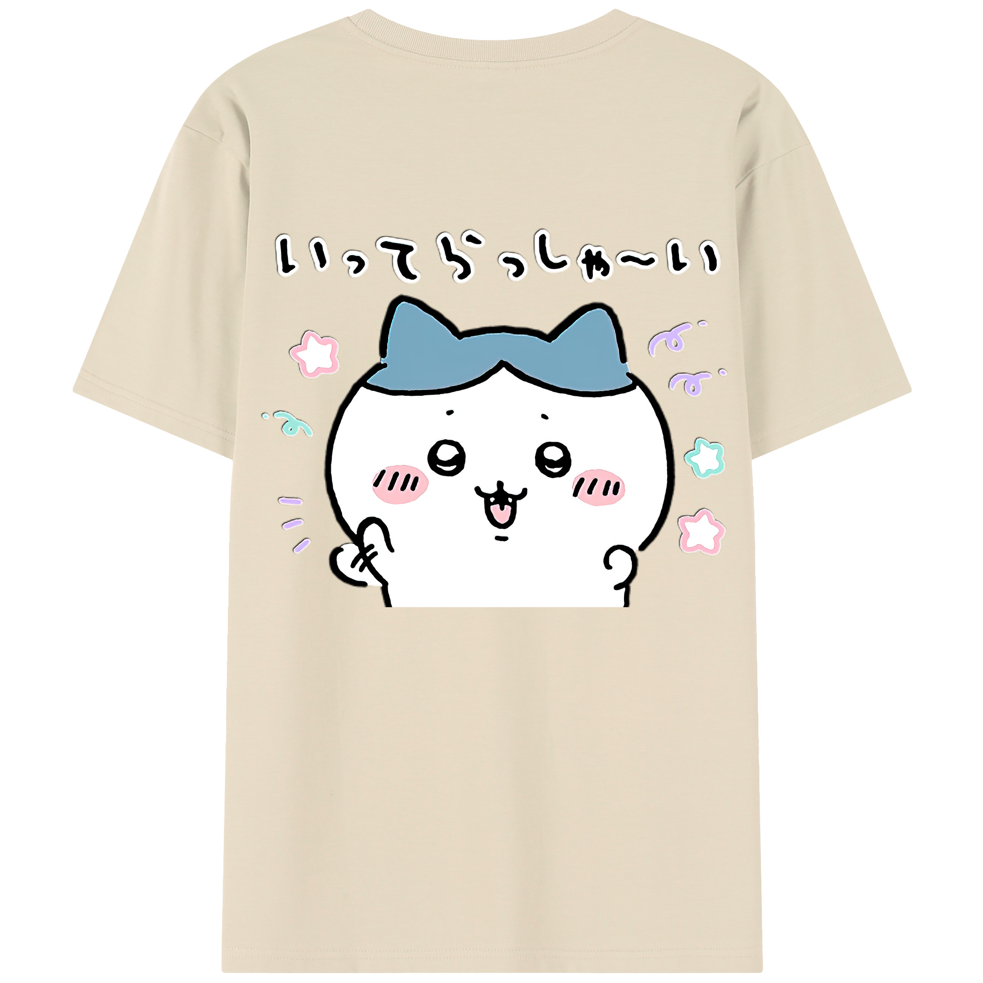 （画像用） ちいかわ ハチワレ Chii-kawa hachiware 綿100％半袖Tシャツ（背面プリント）