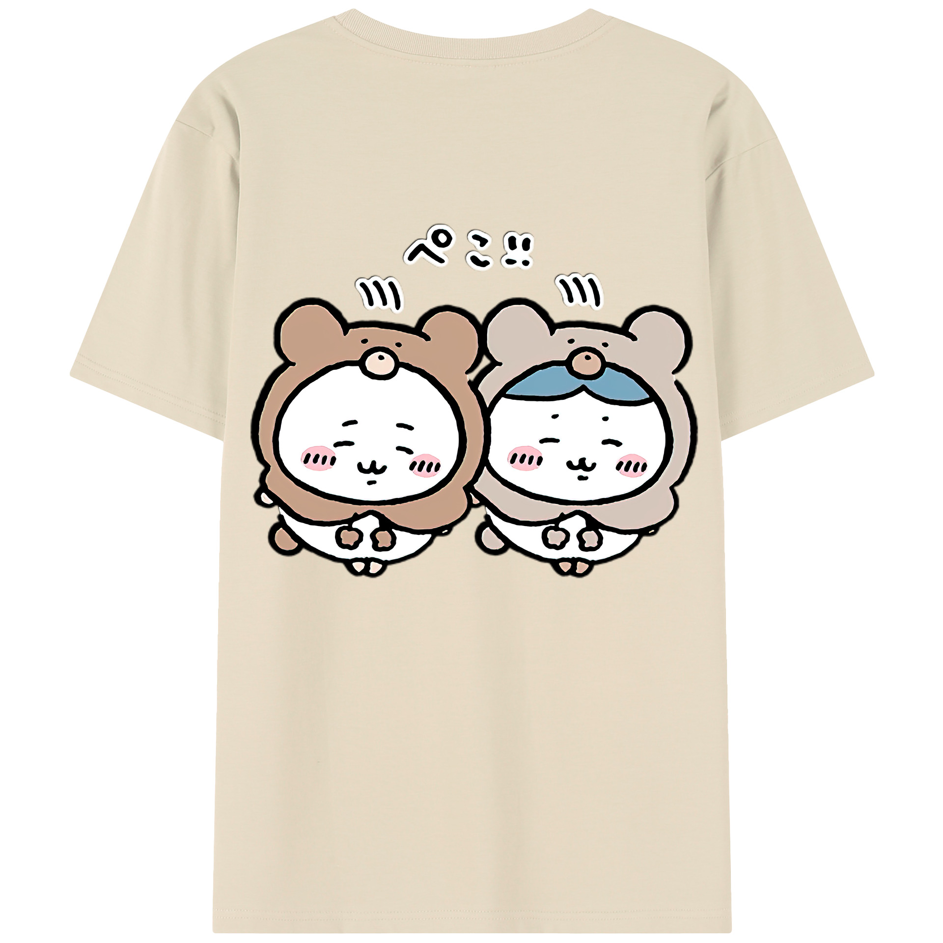 （画像用） ちいかわ ハチワレ Chii-kawa hachiware 綿100％半袖Tシャツ（背面プリント）