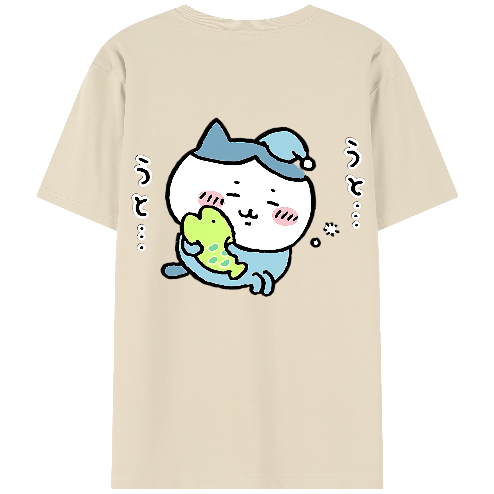 （画像用） ちいかわ ハチワレ Chii-kawa hachiware 綿100％半袖Tシャツ（背面プリント）