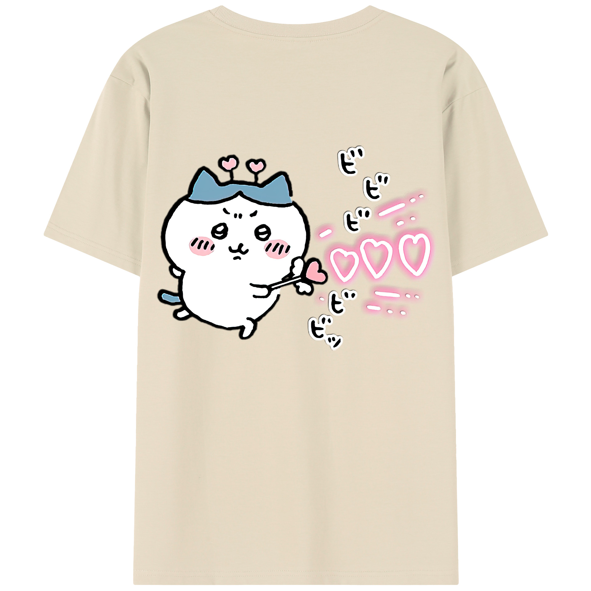 （画像用） ちいかわ ハチワレ Chii-kawa hachiware 綿100％半袖Tシャツ（背面プリント）